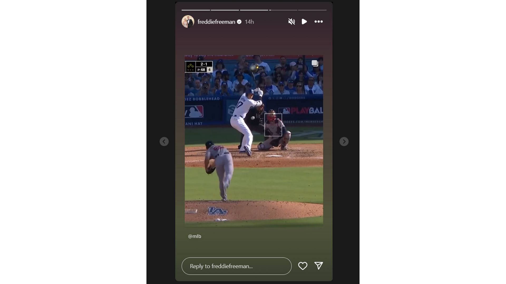 Freddie Freeman&#039;s reaction (Instagram: Freddie Freeman)