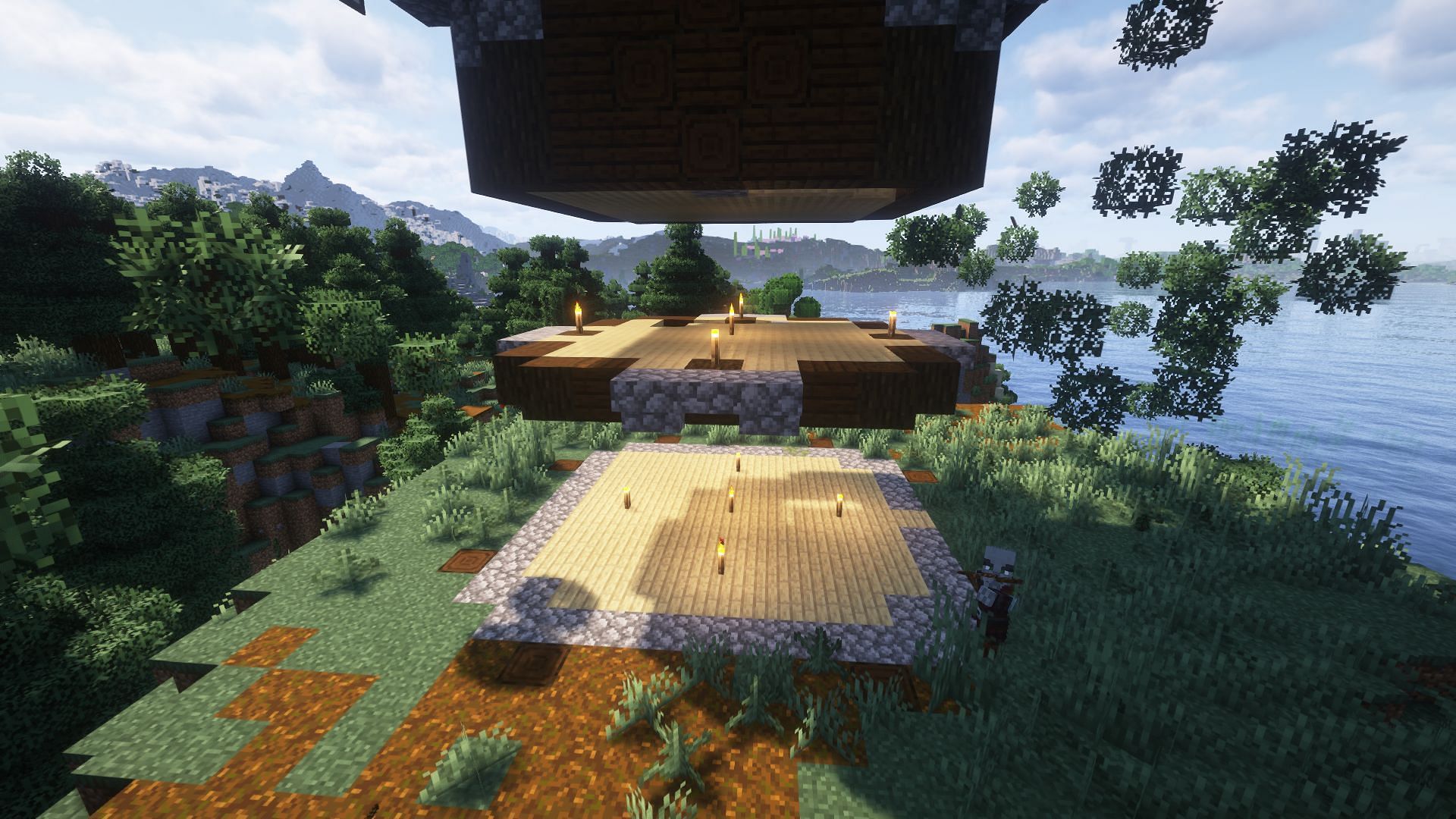 The platforms were created by removing the outpost&#039;s walls (Image via Mojang)