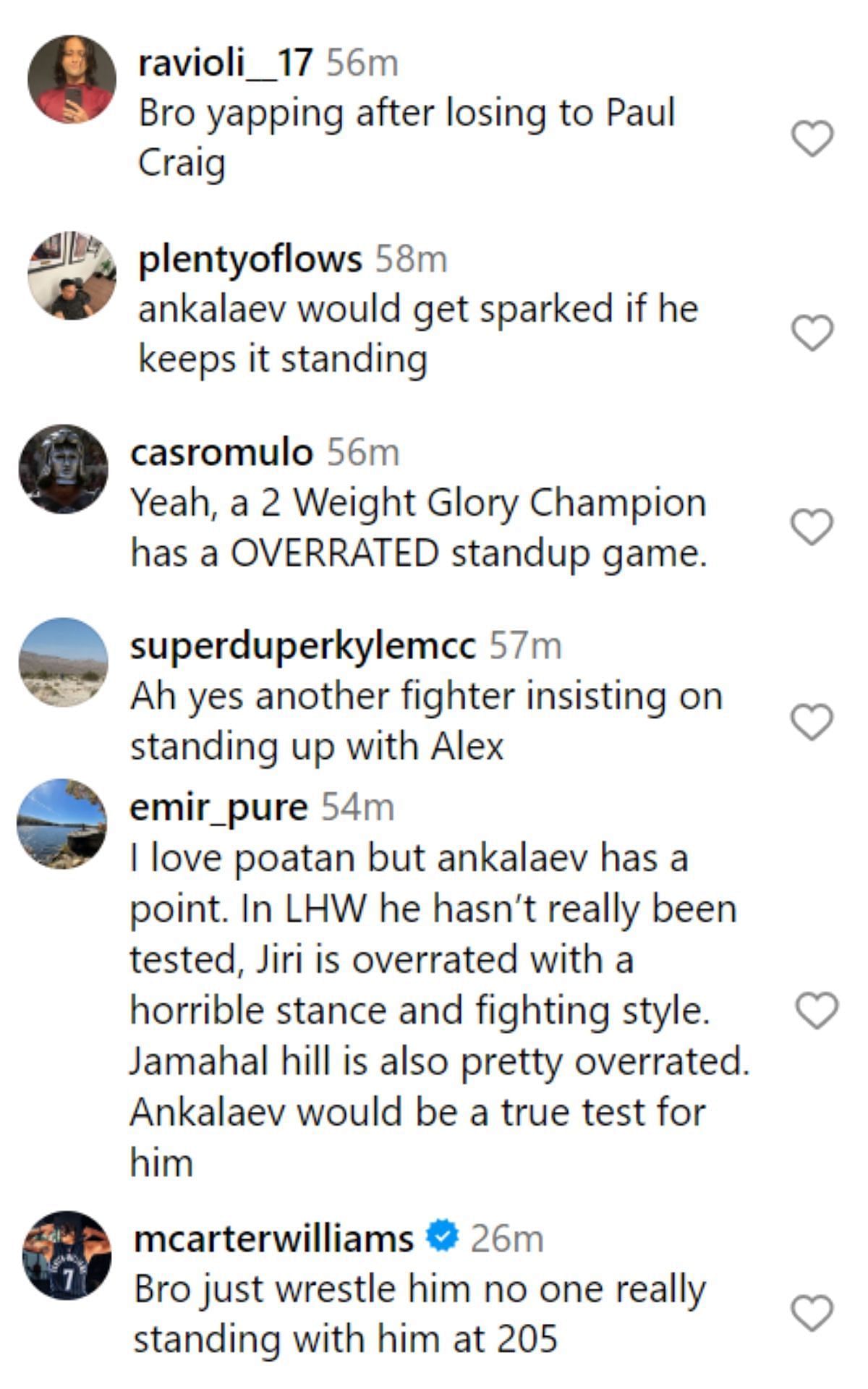 More comments on the post. [Image credit: @mmajunkie on Instagram]