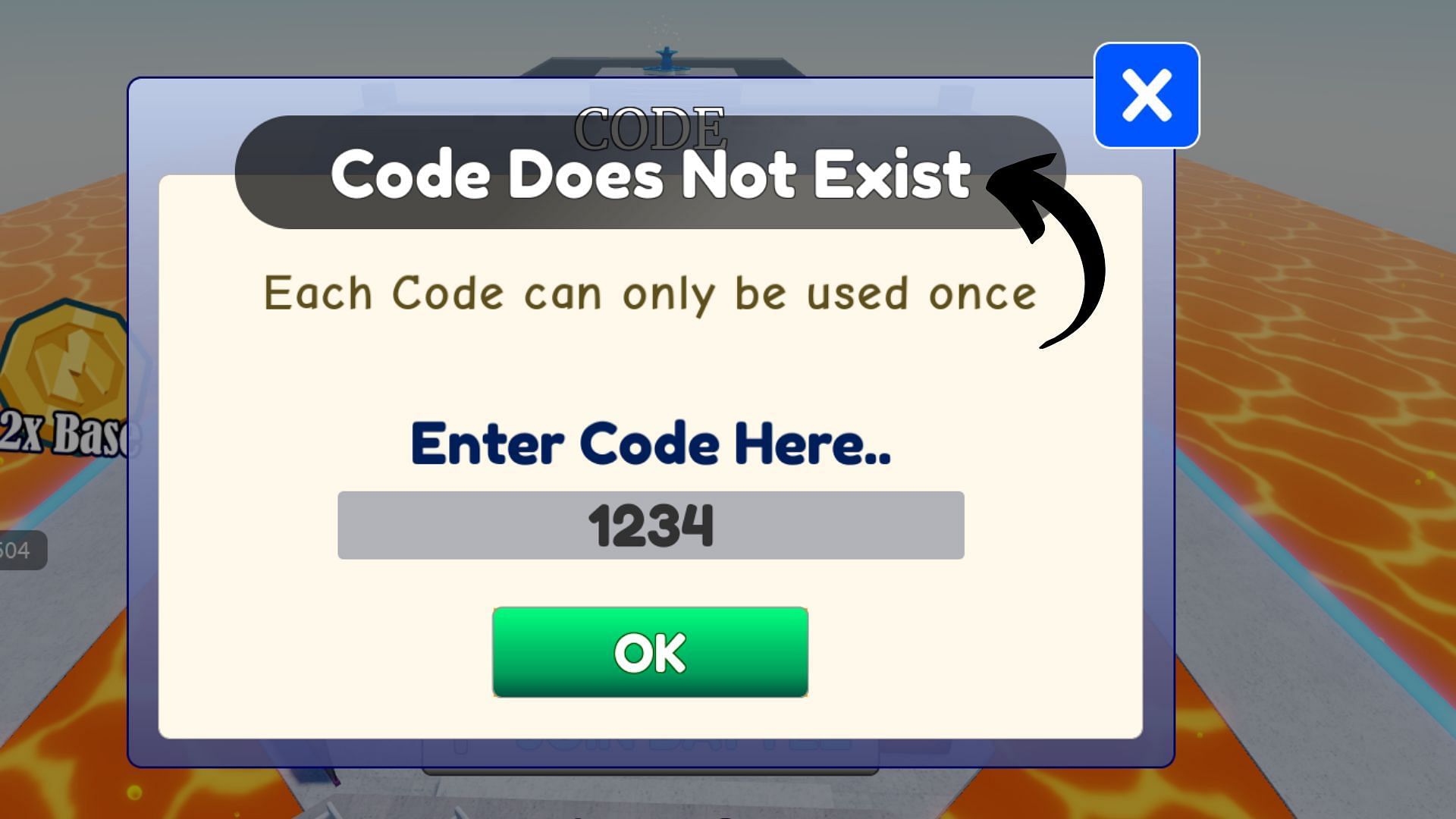 Allblox Battles invalid code issue (Image via Roblox)