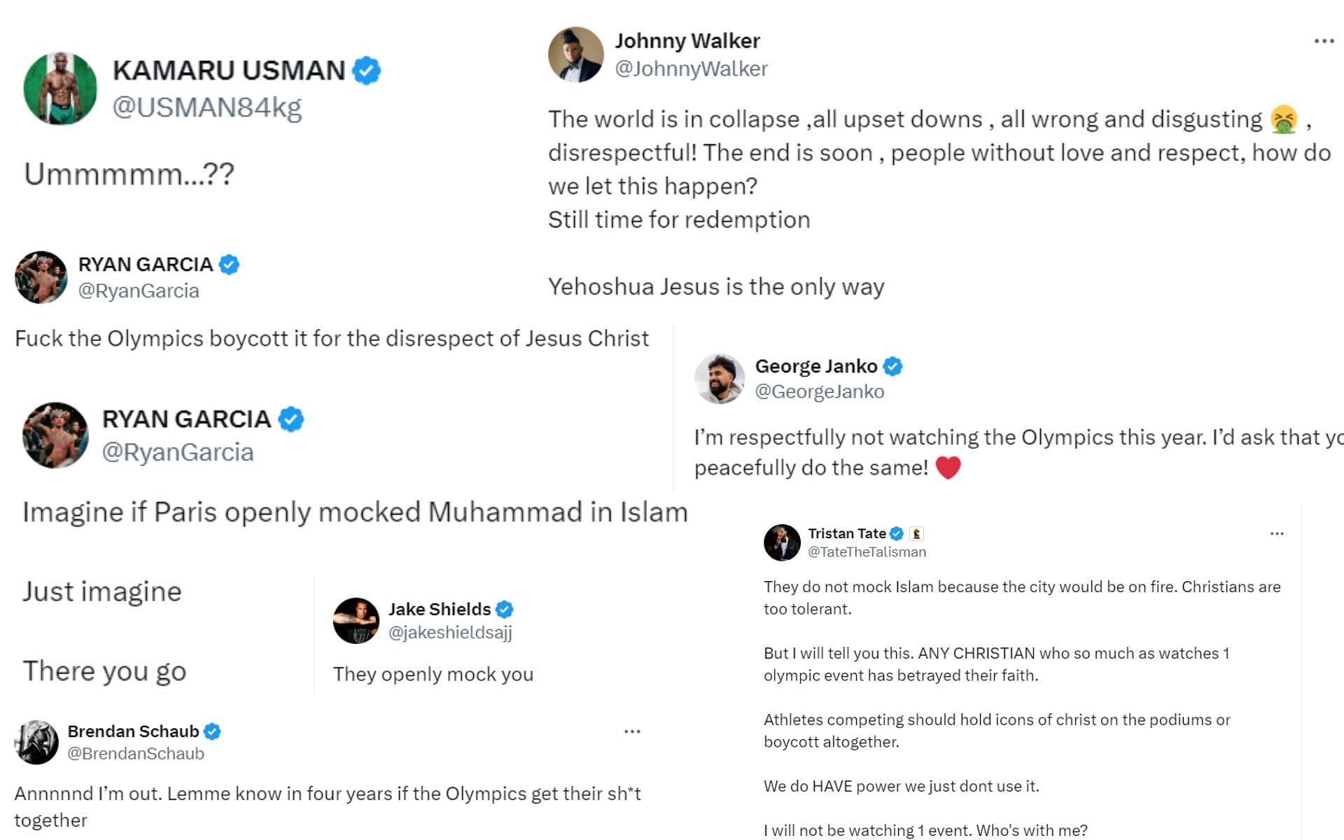 Fighters react to controversial opening ceremony of Paris Olympics [Images courtesy: Fighter accounts on X]