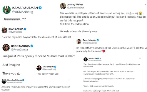 Fighters react to controversial opening ceremony of Paris Olympics [Images courtesy: Fighter accounts on X]