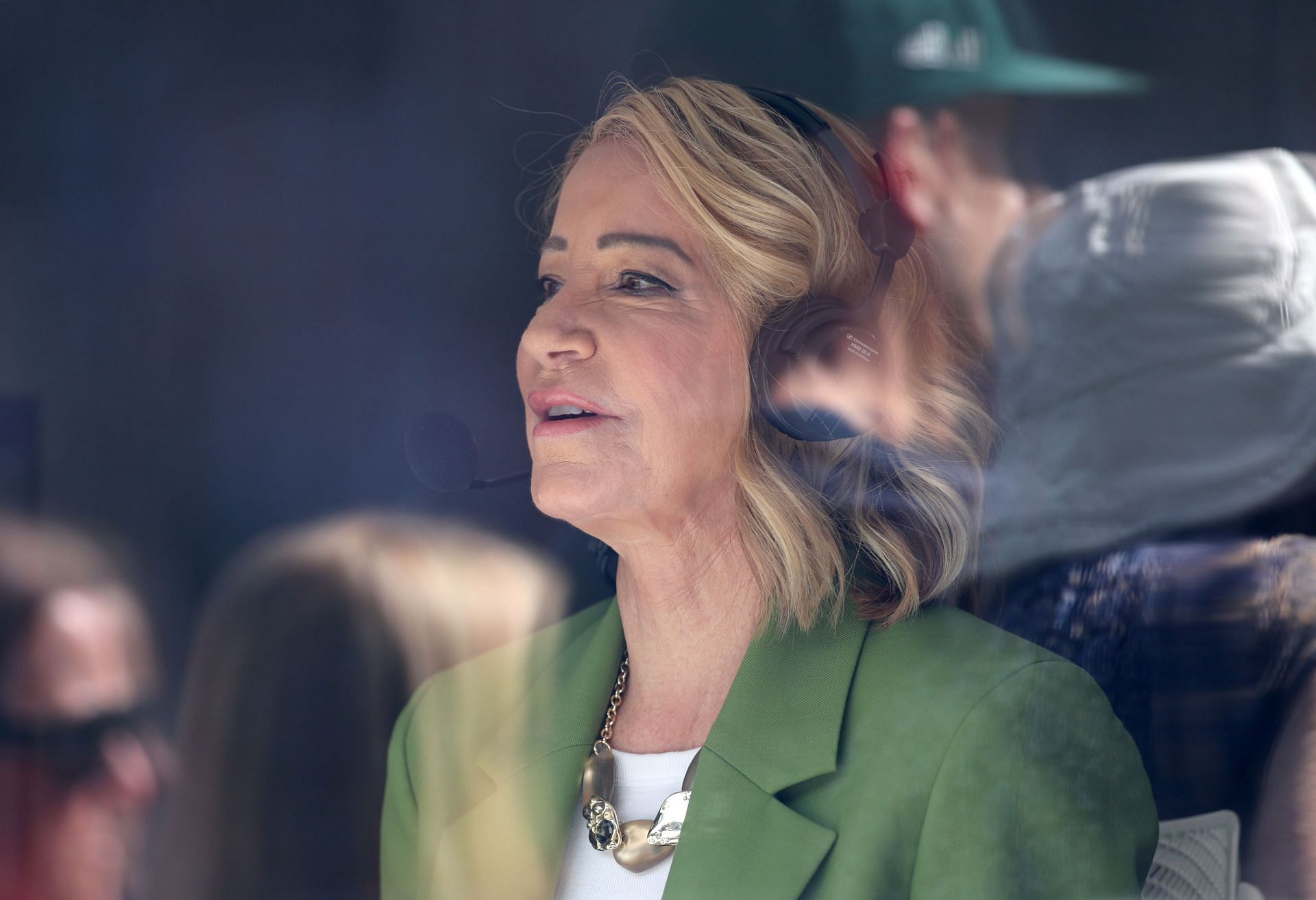 Chris Evert commentating during the 2024 Wimbledon Championships (Source: Getty)