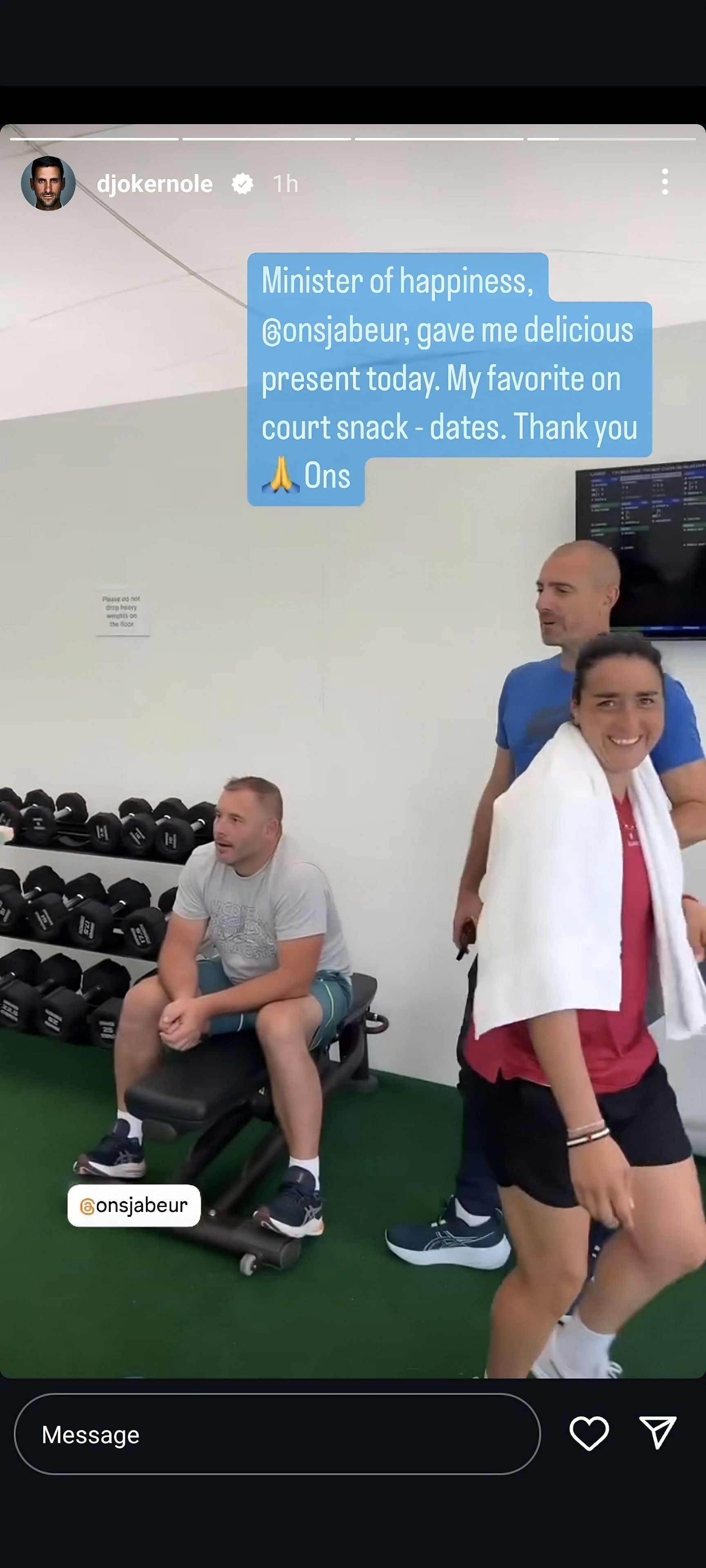 Novak Djokovic on Instagarm (instagram.com/djokernole/)