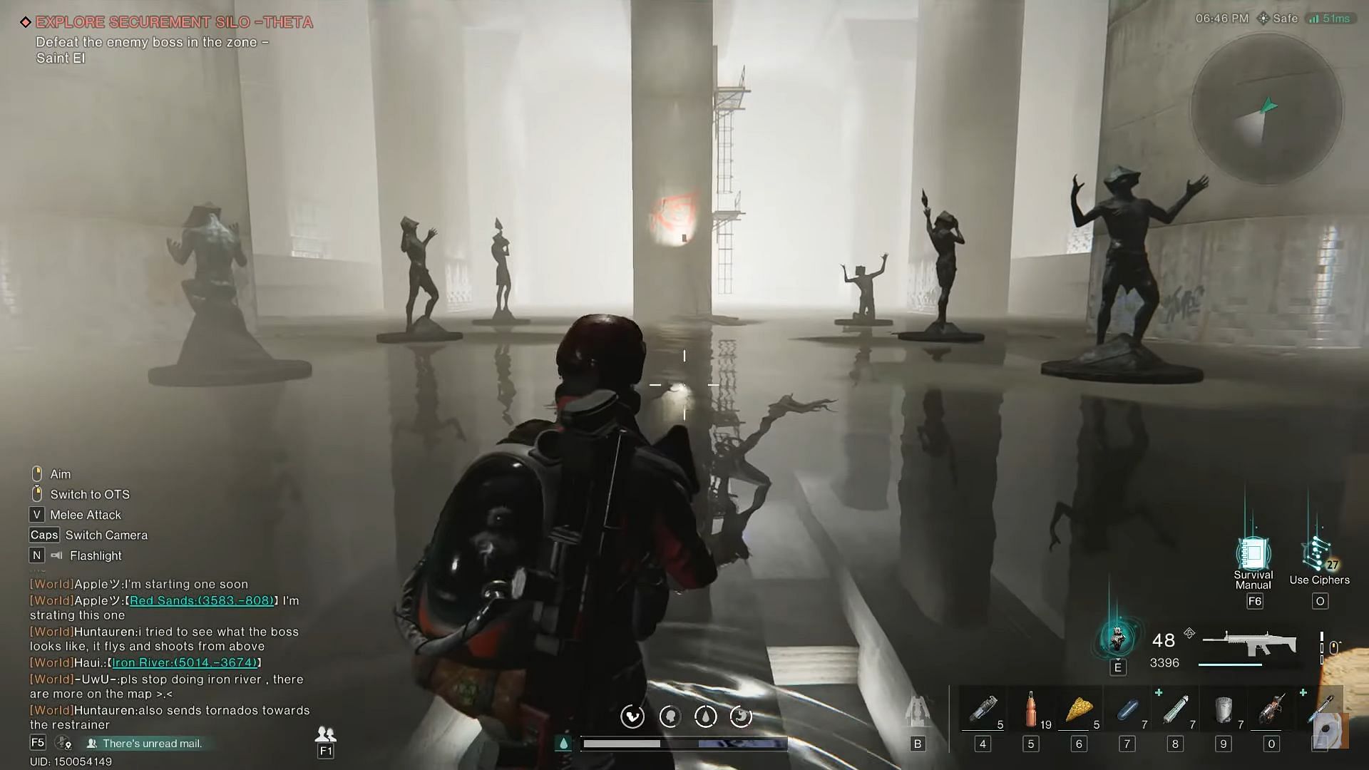 The statue puzzle in Securement Silo Theta (Image via NetEase, YouTube/@Aberukun)