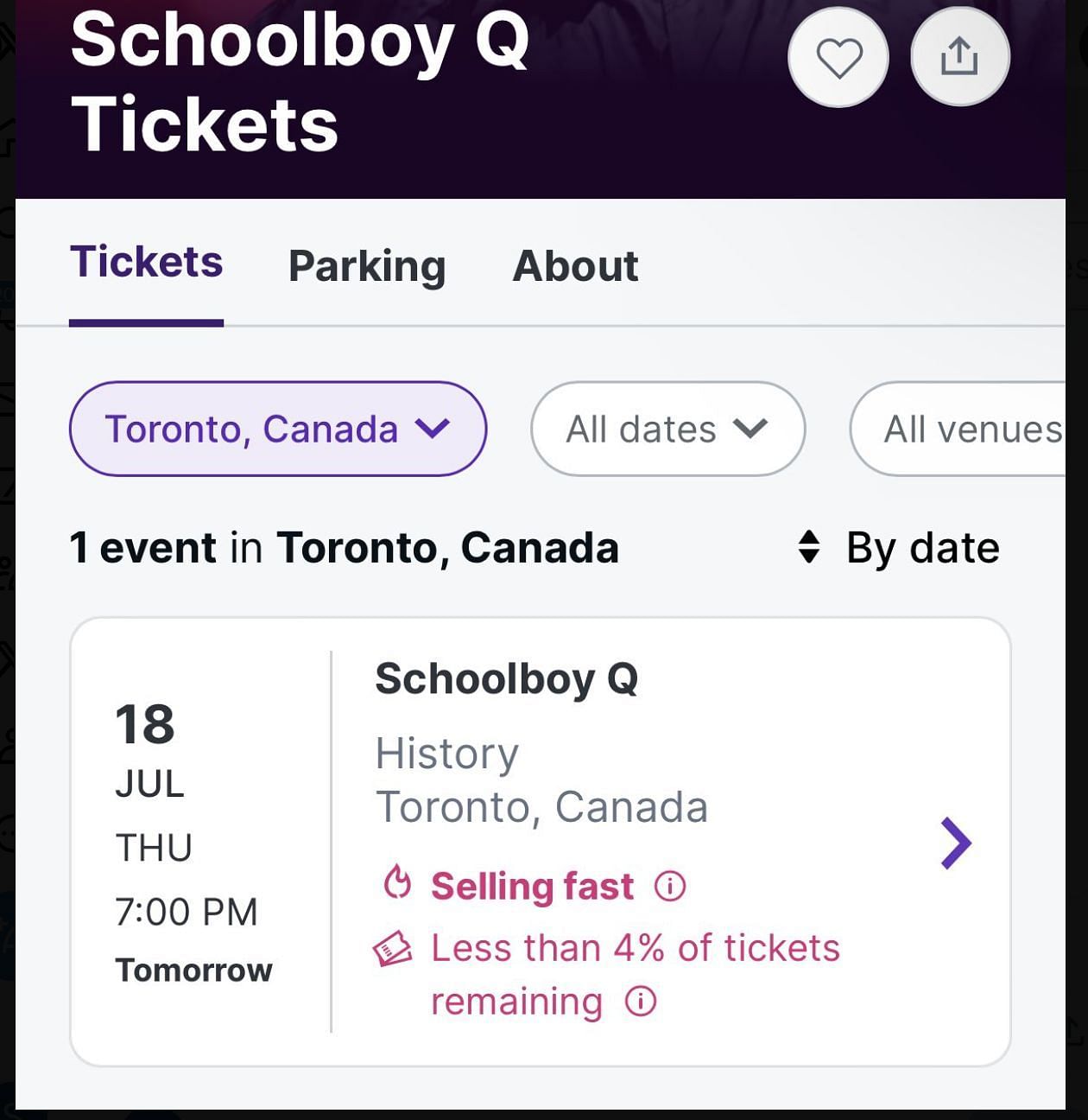 Details revealed after rapper&#039;s show in Toronto gets canceled. (Image via Ticketmaster)