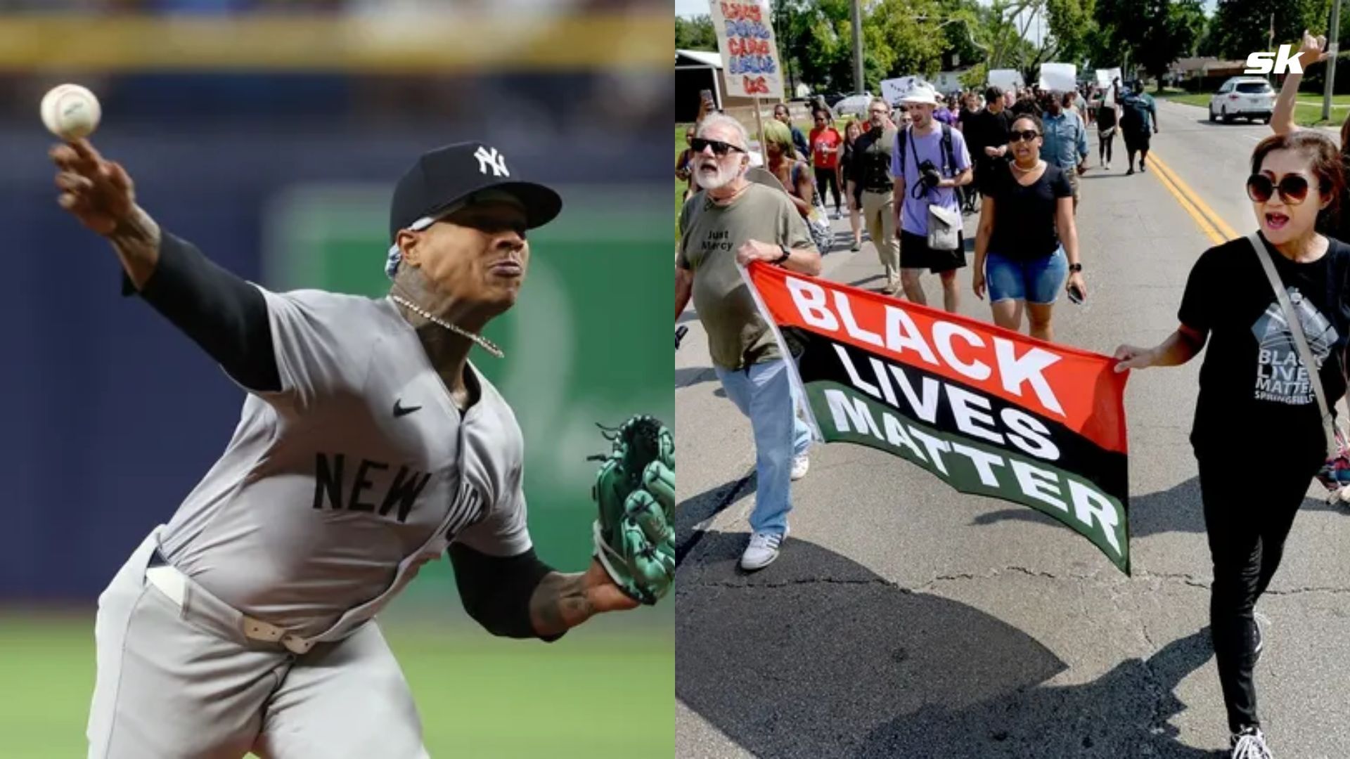 New York Yankees Pitcher Marcus Stroman &amp; Sonya Massey Protest 