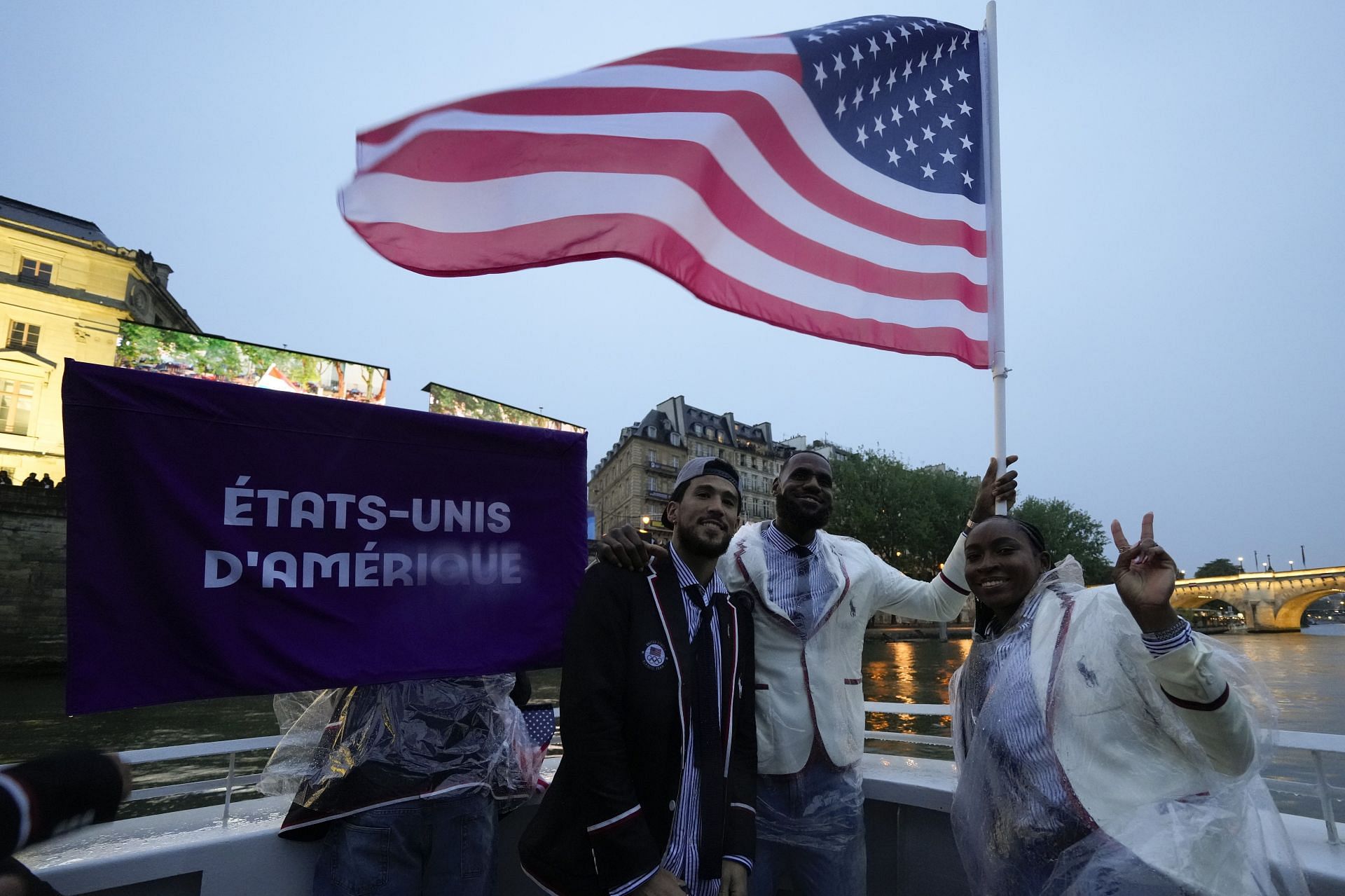 Coco Gauff and Lebron James pose for photos during the opening ceremony of the 2024 Summer Olympics. (Photo by Getty Images)