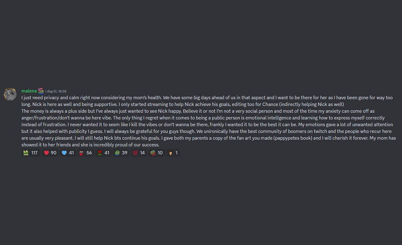 The Discord message (Image via Imgur)