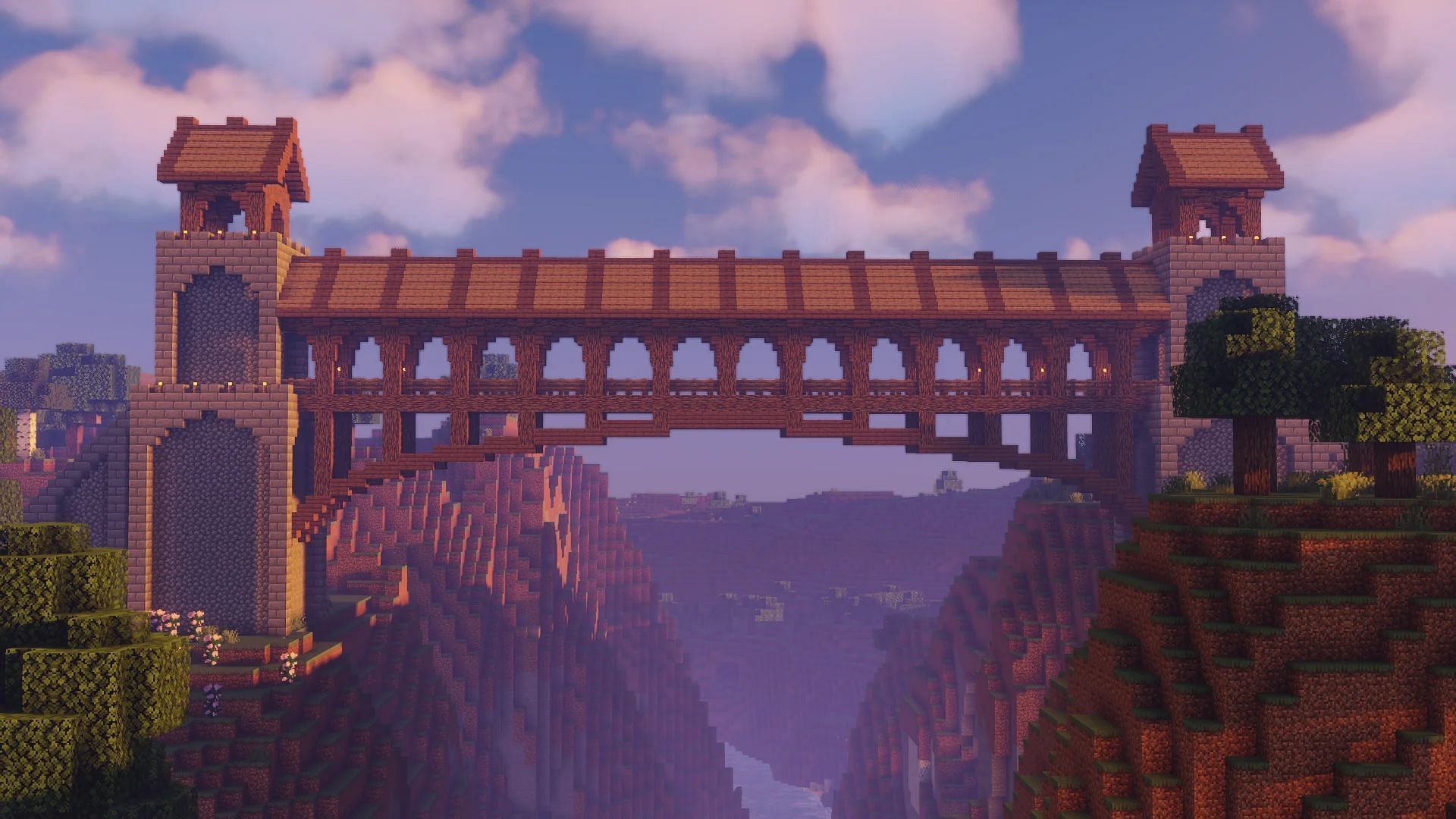 A large medieval bridge (Image via Mojang, PjotreBuilds/Reddit)