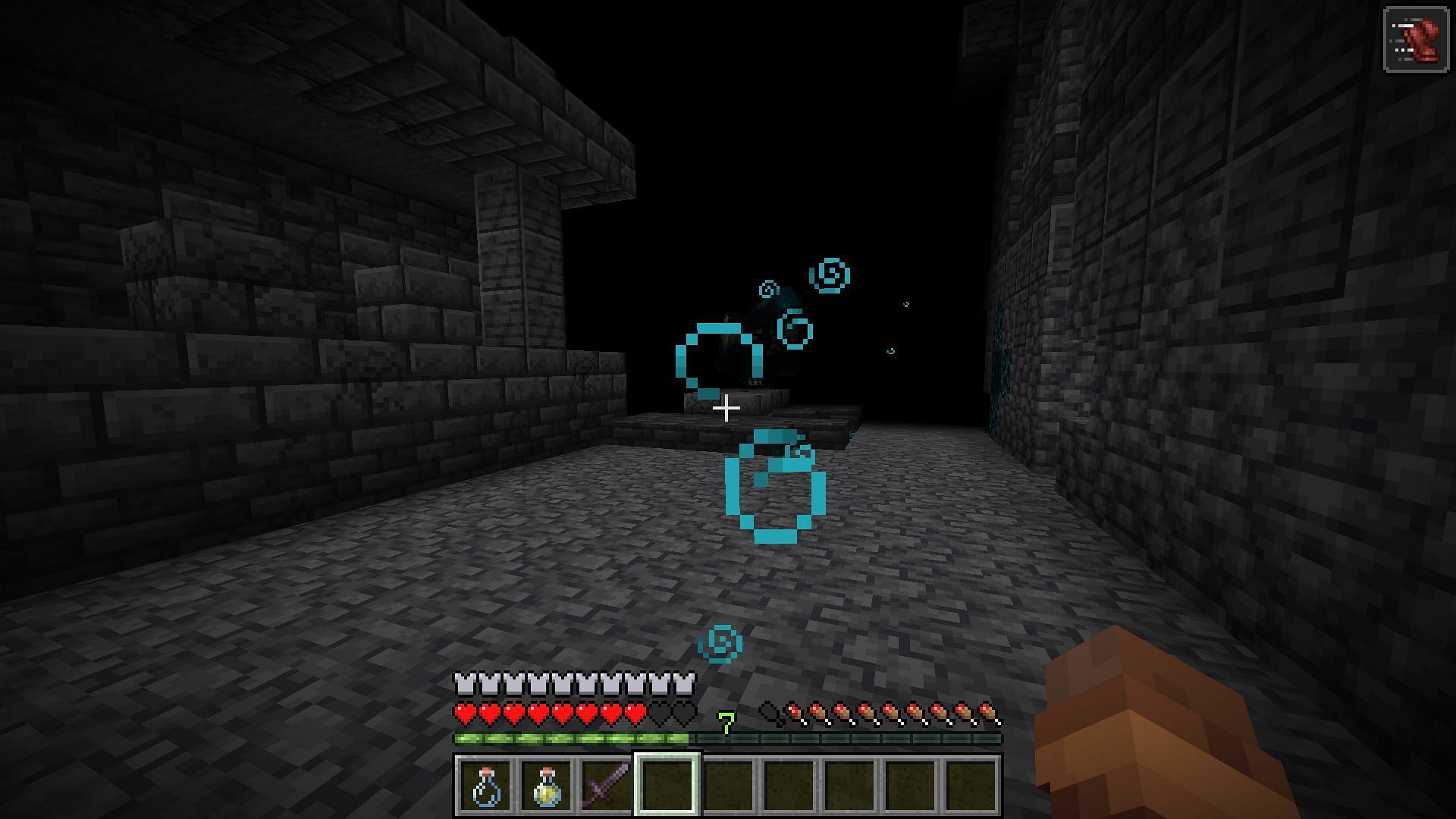 Using a potion of swiftness to escape the warden (Image via Mojang)