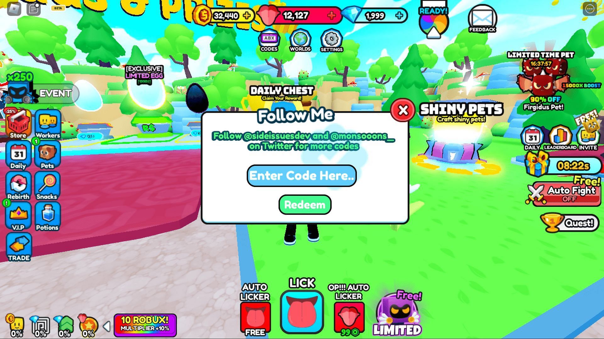 Redeem Codes in Lick Simulator (Image via Roblox)