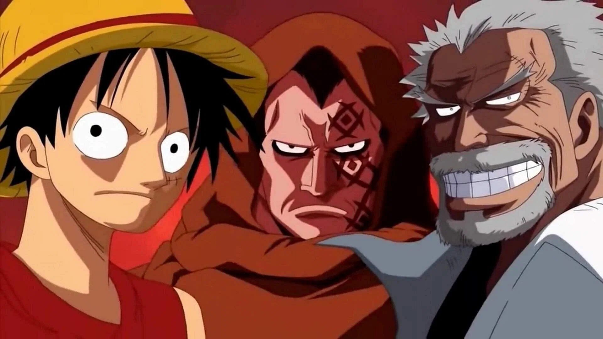 Luffy, Dragon, and Garp are all part of the D. Clan and are also family (Image via Toei Animation).