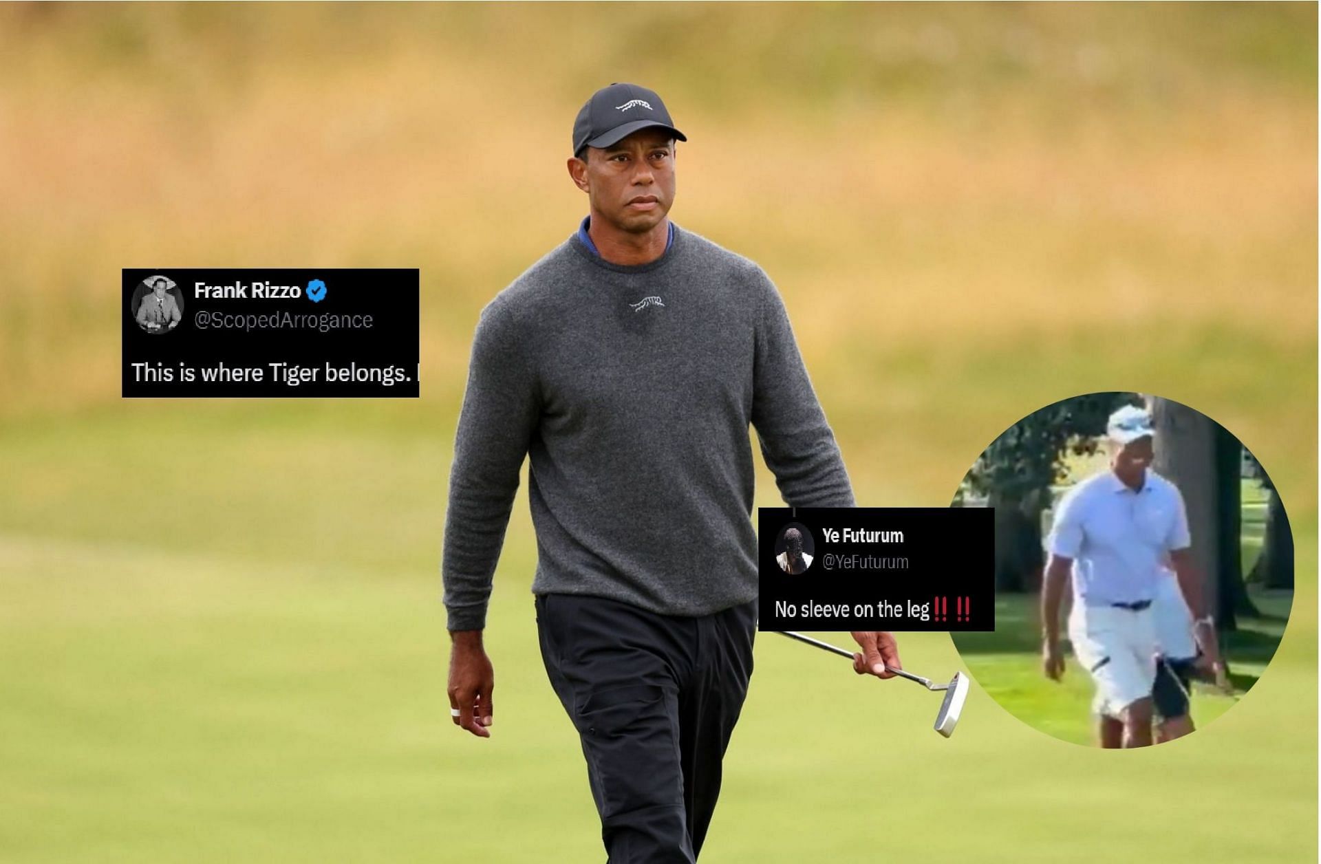 Tiger Woods is Oakland Golf Course to support his son Charlie Woods at the US Junior Amateur (Image via Getty and x@BaylorMGolf)