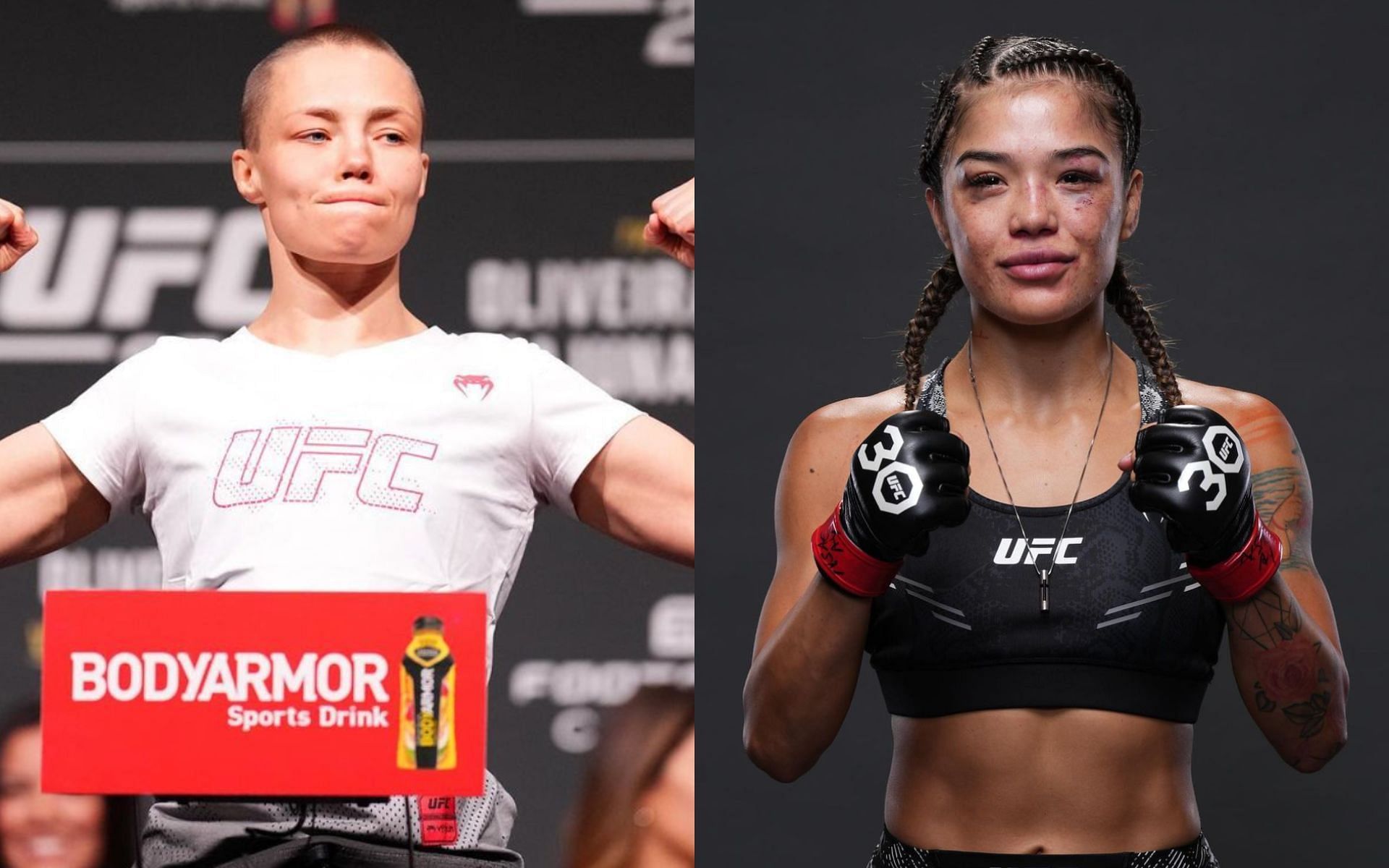 Rose Namajunas (left) will take on Tracy Cortez (right) in the main event of UFC Denver. [Images courtesy: @rosenamajunas and @cortezmma on Instagram]