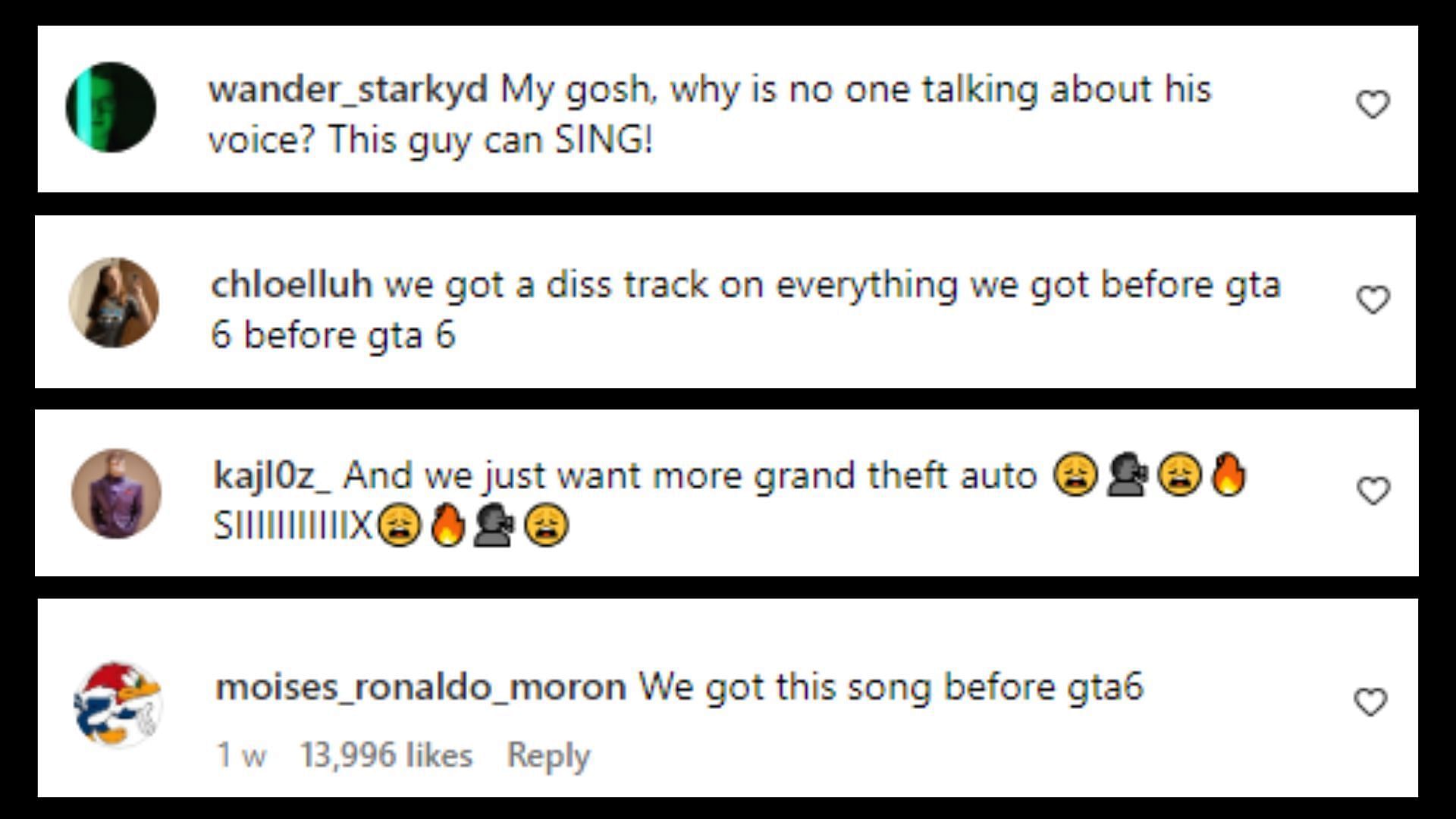 Some fan reactions to the song on Instagram (Images via Instagram/@jaredbgoldsmith)