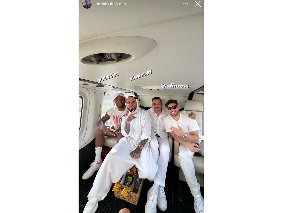 Adin was spotted going to Michael Rubin&#039;s All White Party 2024 (Image via Instagram/J Balvin)