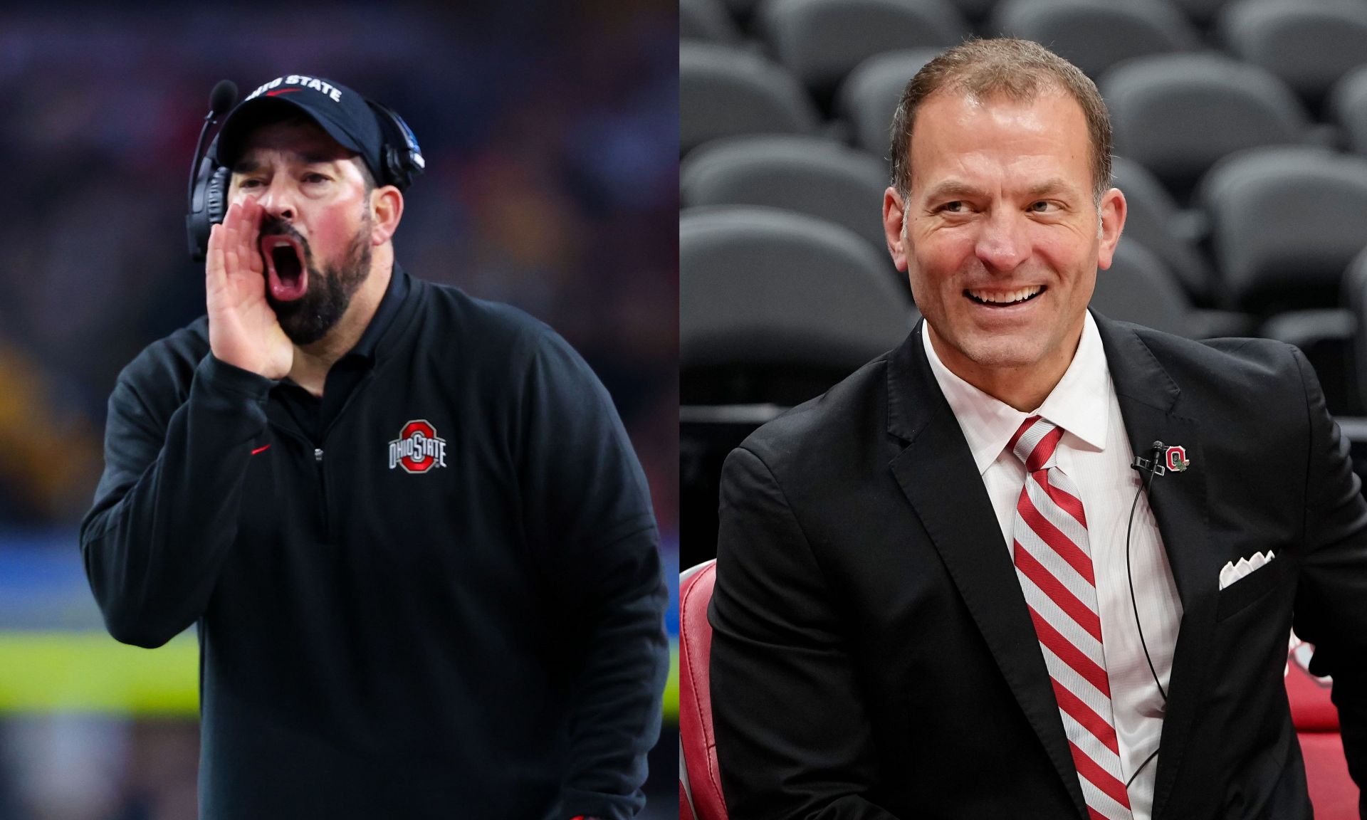 Head coach Ryan Day (left), Athletic Director Ross Bjork (right).