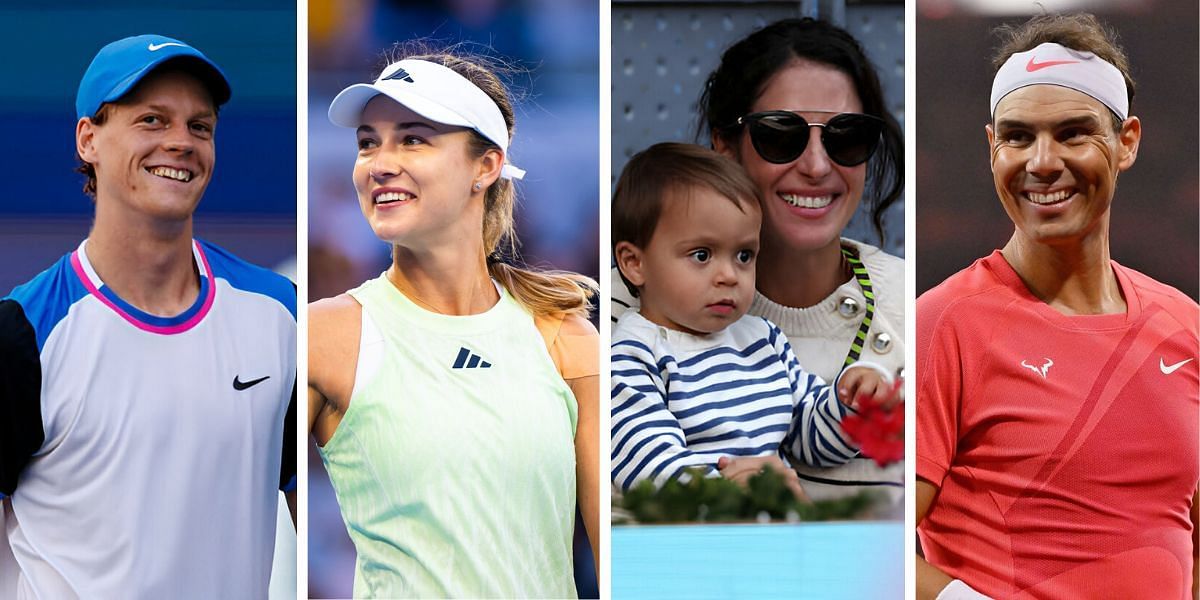 (Left to Right) Jannik Sinner, Anna Kalinskaya, Rafael Nadal and family (Source: Getty Images)