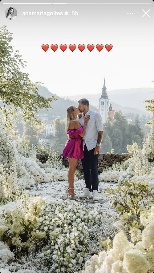 Luka Doncic's fiancee shared a throwback proposal image on her Instagram stories