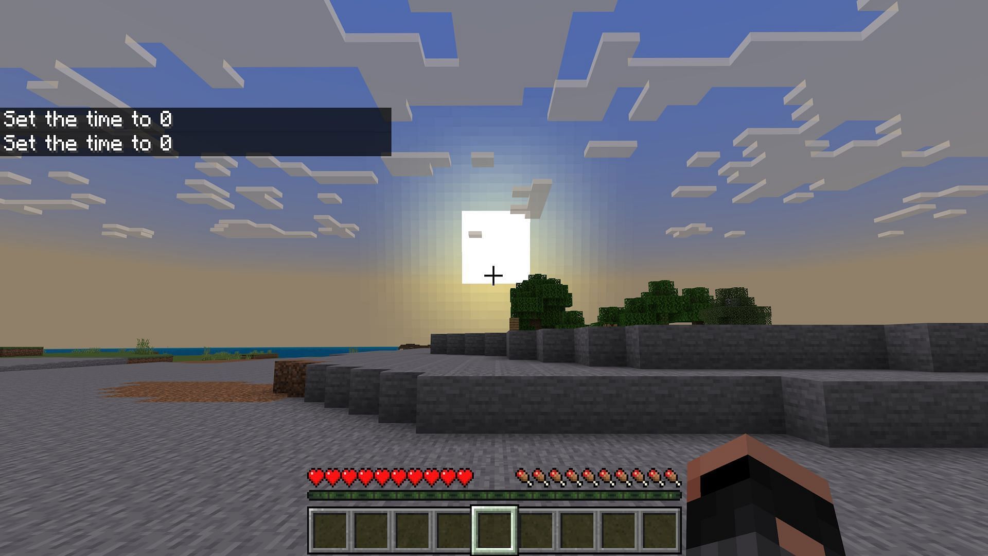 Using the time command to skip to morning (Image via Mojang)