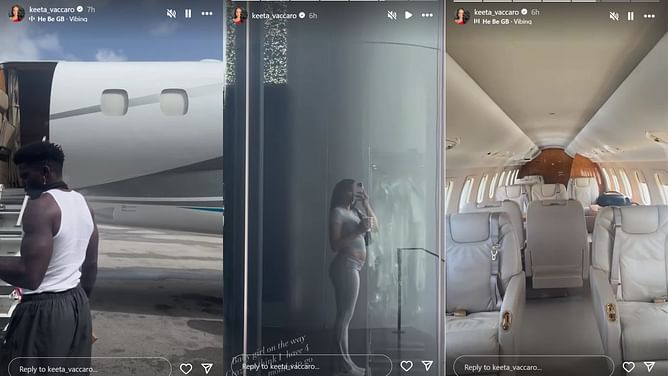 Dolphins star Tyreek Hill's wife Keeta shows off baby bump while hopping on private plane with WR