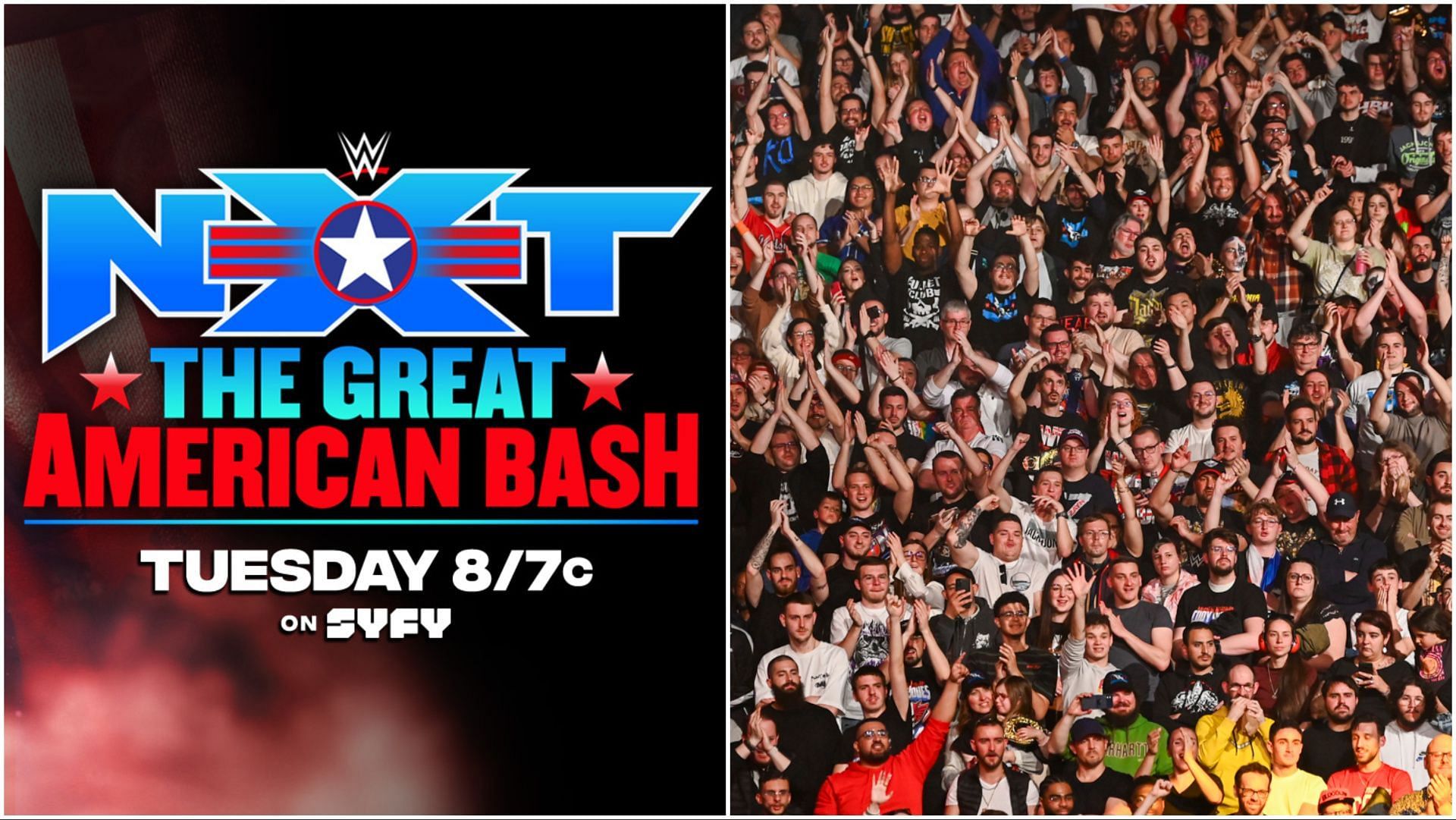 The WWE NXT Great American Bash logo, the WWE Universe cheers