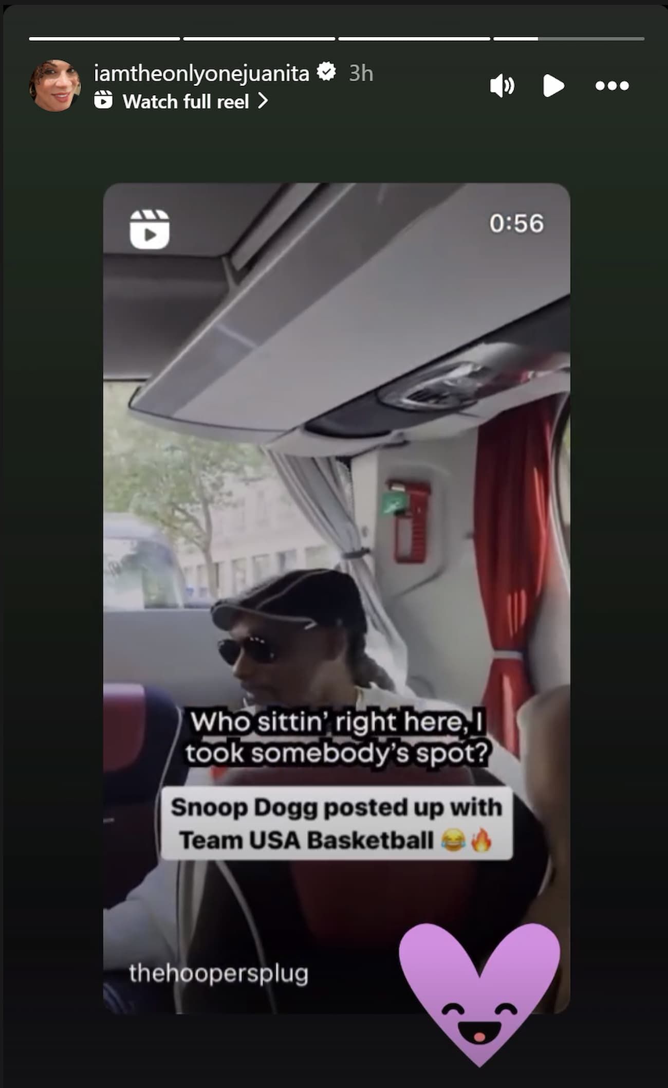 Juanita Vanoy&#039;s Instagram Story featuring Snoop Dogg with Team USA (Image via Juanita Vanoy&#039;s IG)