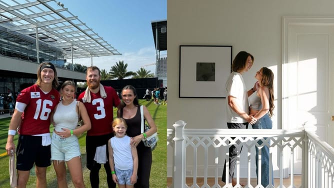 Trevor Lawrence's wife Marissa adores baby bump as family poses together at Jaguars camp