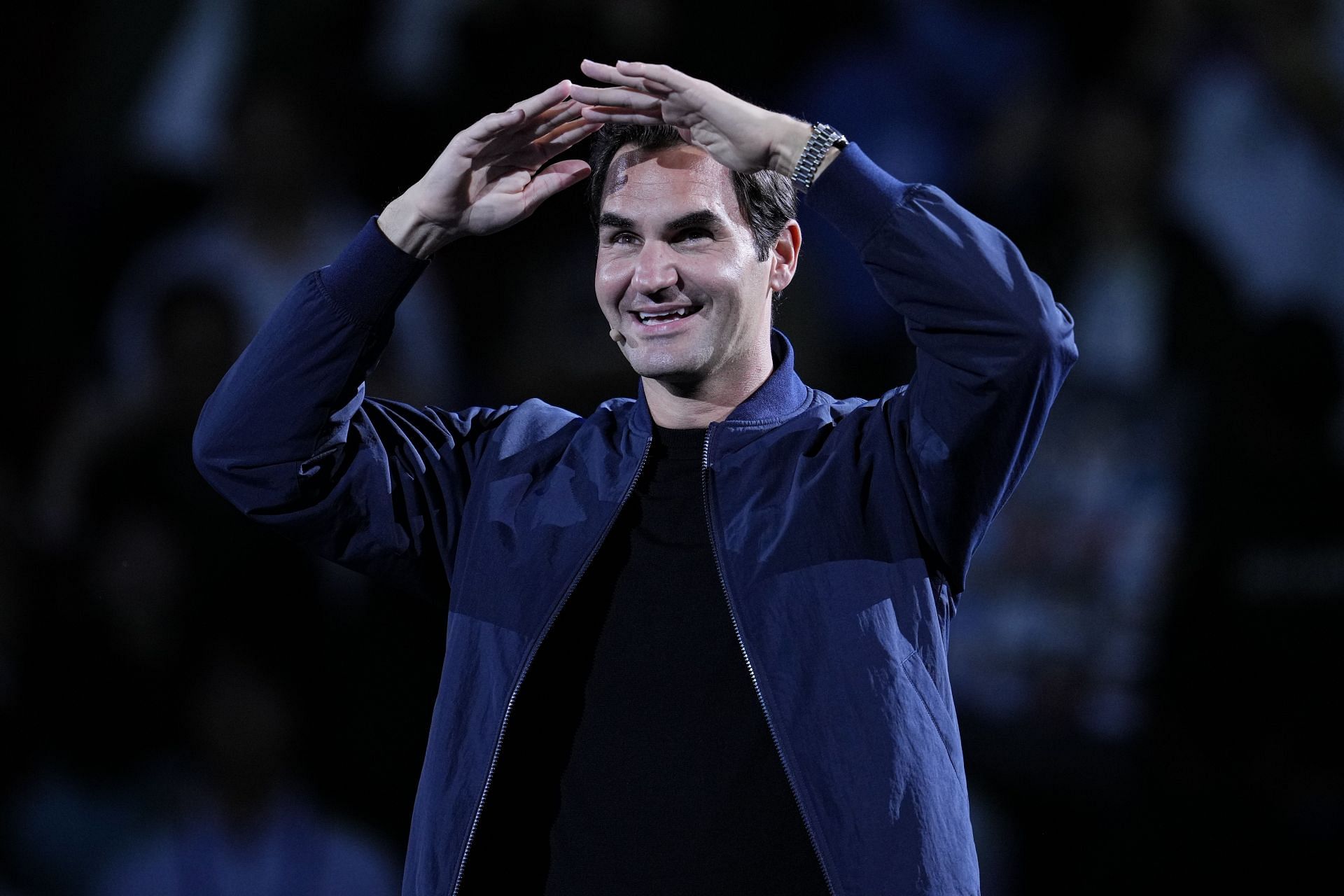 Roger Federer at the 2023 Shanghai Rolex Masters. (Image: Getty)