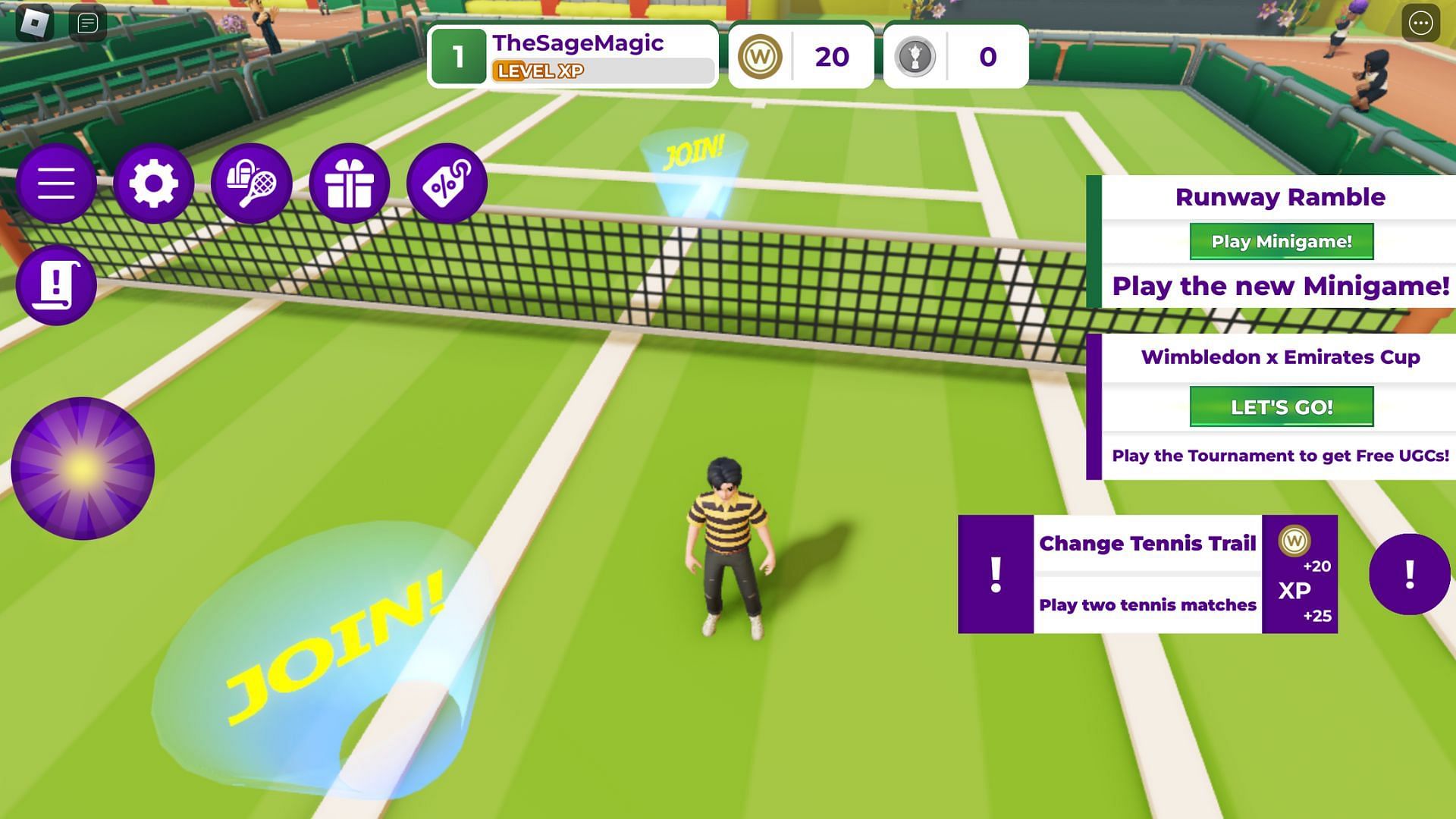 Start playing tennis (Image via Roblox)