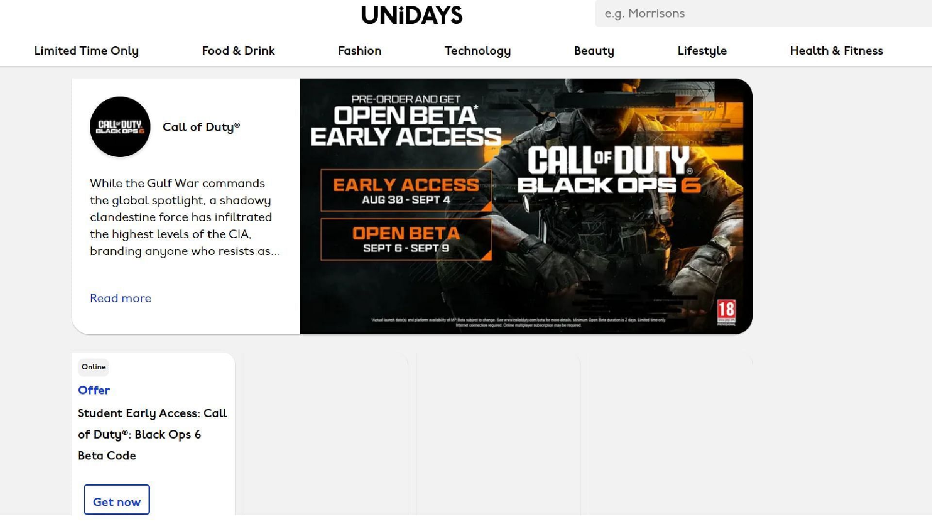 Black Ops 6 Beta code via Unidays (Image via Activision || Unidays)