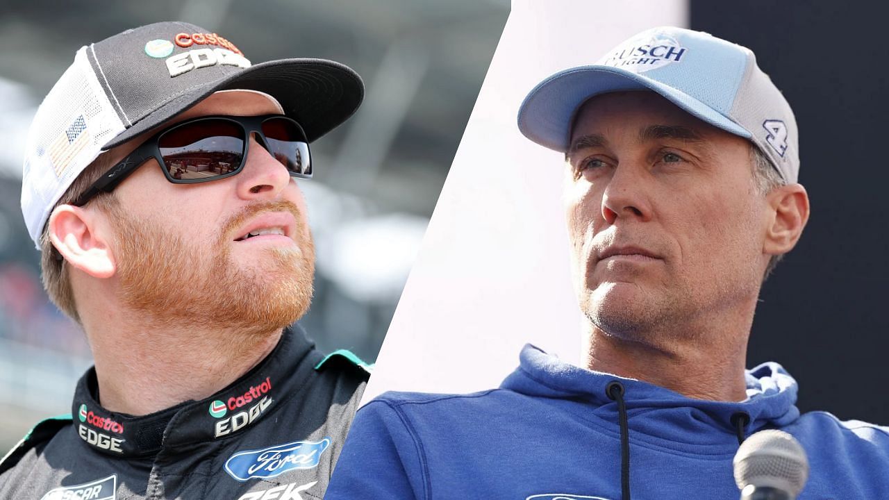 Chris Buescher and Kevin Harvick (Left Image via Imagn, Right Image via Getty)