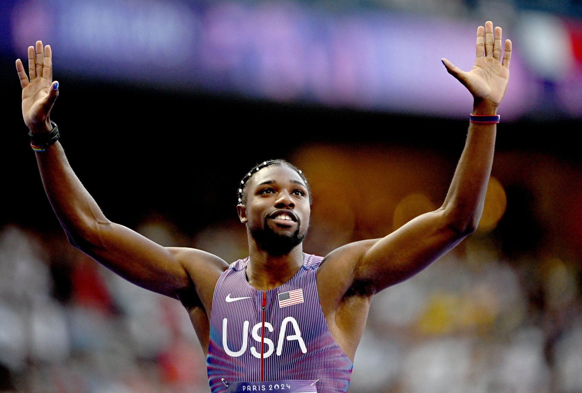 What top speed did Noah Lyles achieve during his 100m Olympic gold