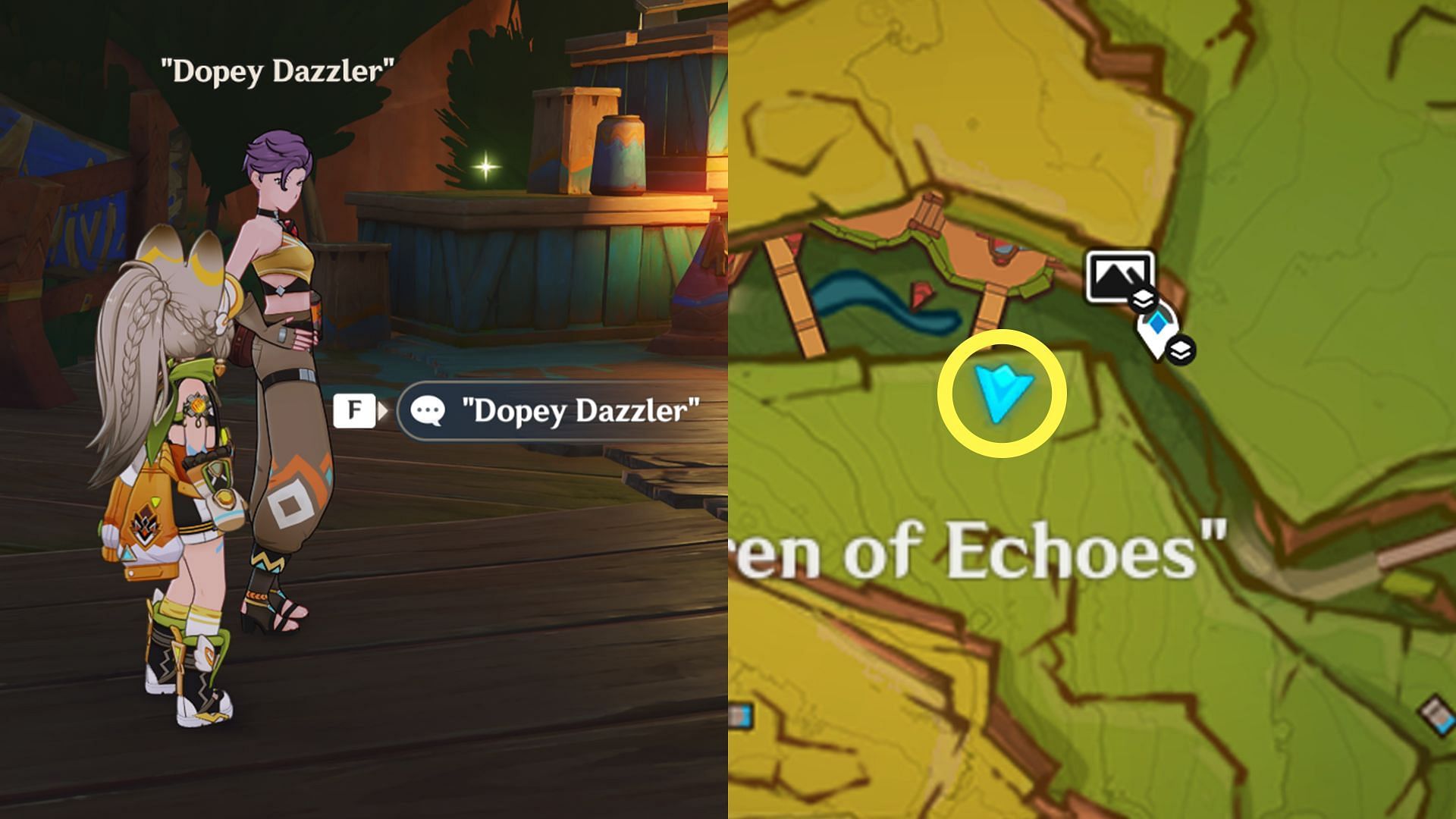 Talk to Dopey Dazzler to get the Graffiti Kamera (Image via HoYoverse)