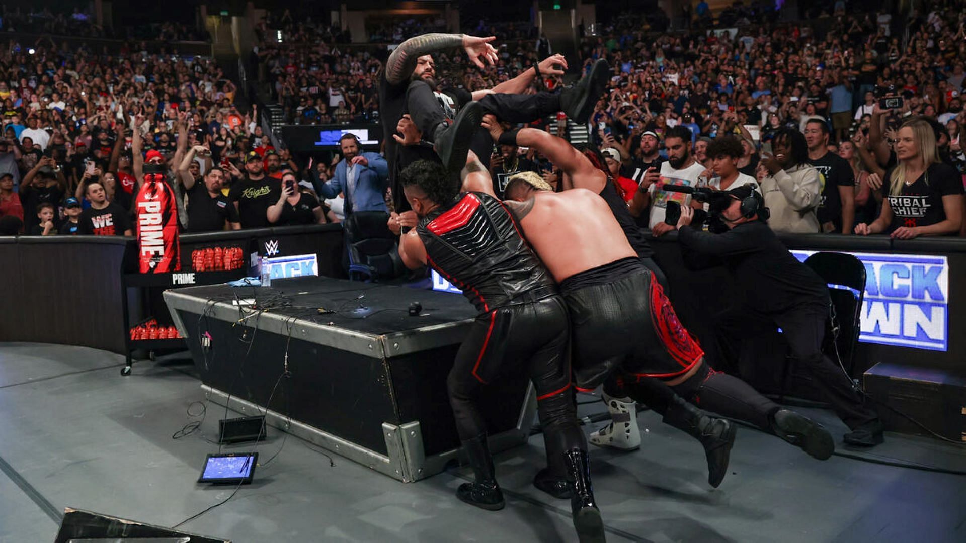 Roman Reigns was on the other side of one of his infamous Shield triple powerbombs. {Image Credit: WWE.com}
