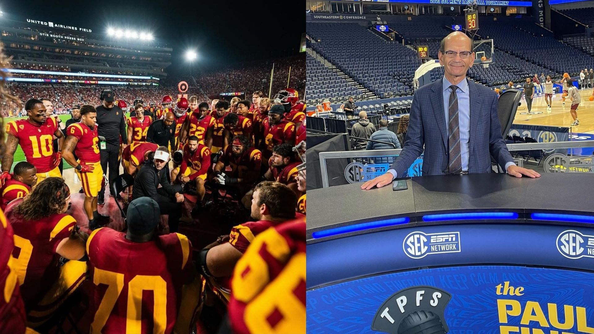 USC coach Lincoln Riley and ESPN analyst Paul Finebaum (USC &amp; Finebaum