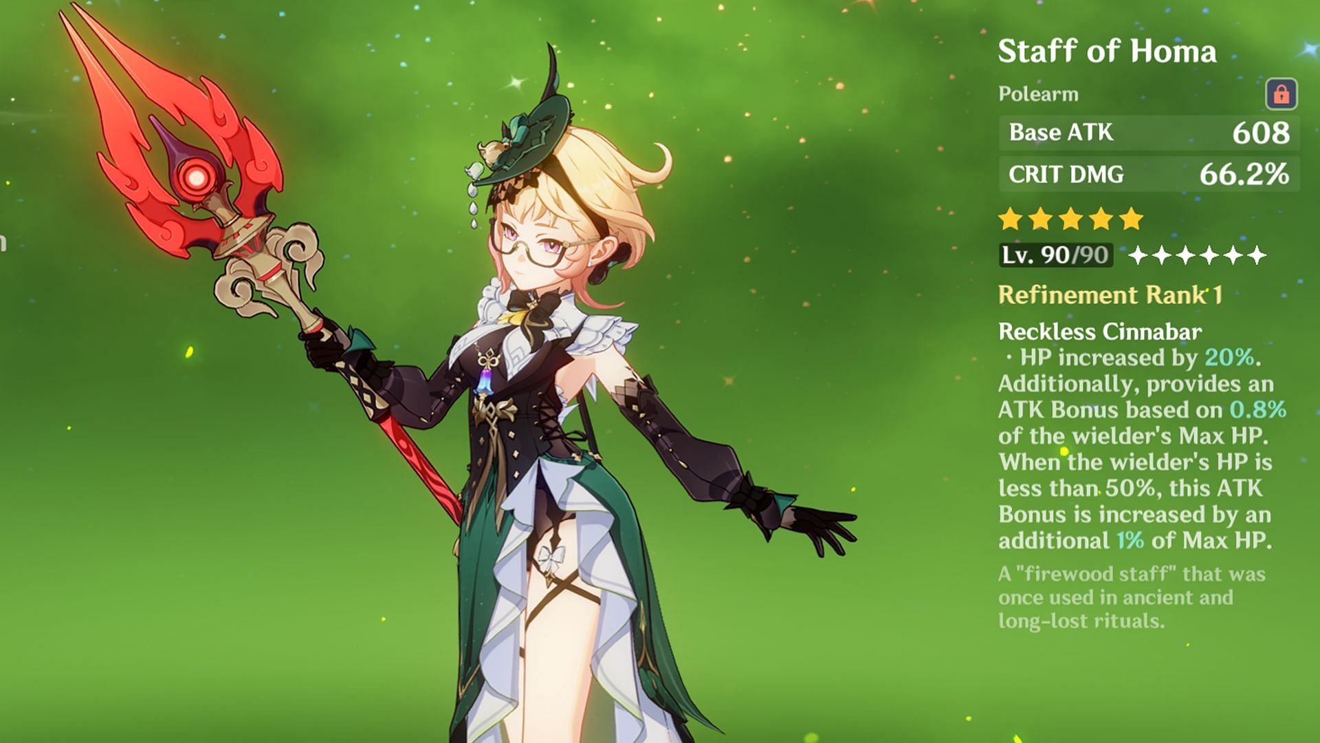 The Staff of Homa is very well suited for DPS Emilie (Image via HoYoverse)