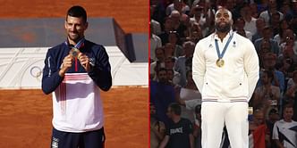 WATCH: Novak Djokovic and 5-time Olympic judo gold medalist Teddy Riner share a warm embrace at Paris 2024, engage in friendly conversation