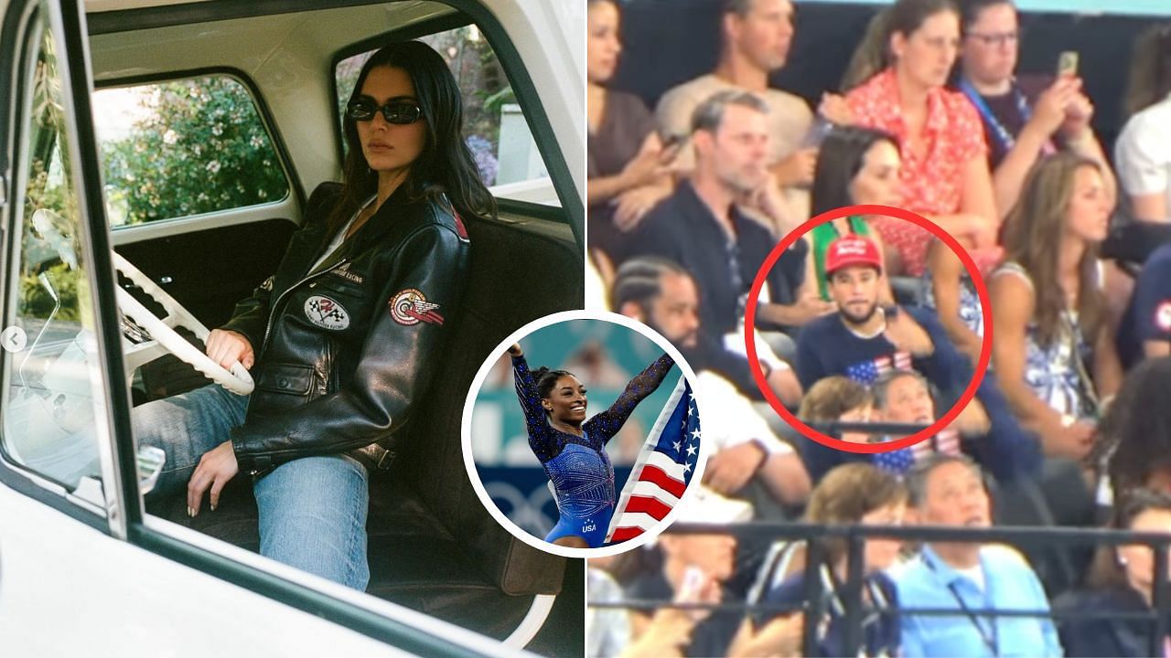 Devin Booker and ex-Kendall Jenner seated in opposite stands (Source: Devin Booker, Kendall Jenner, Simone Biles