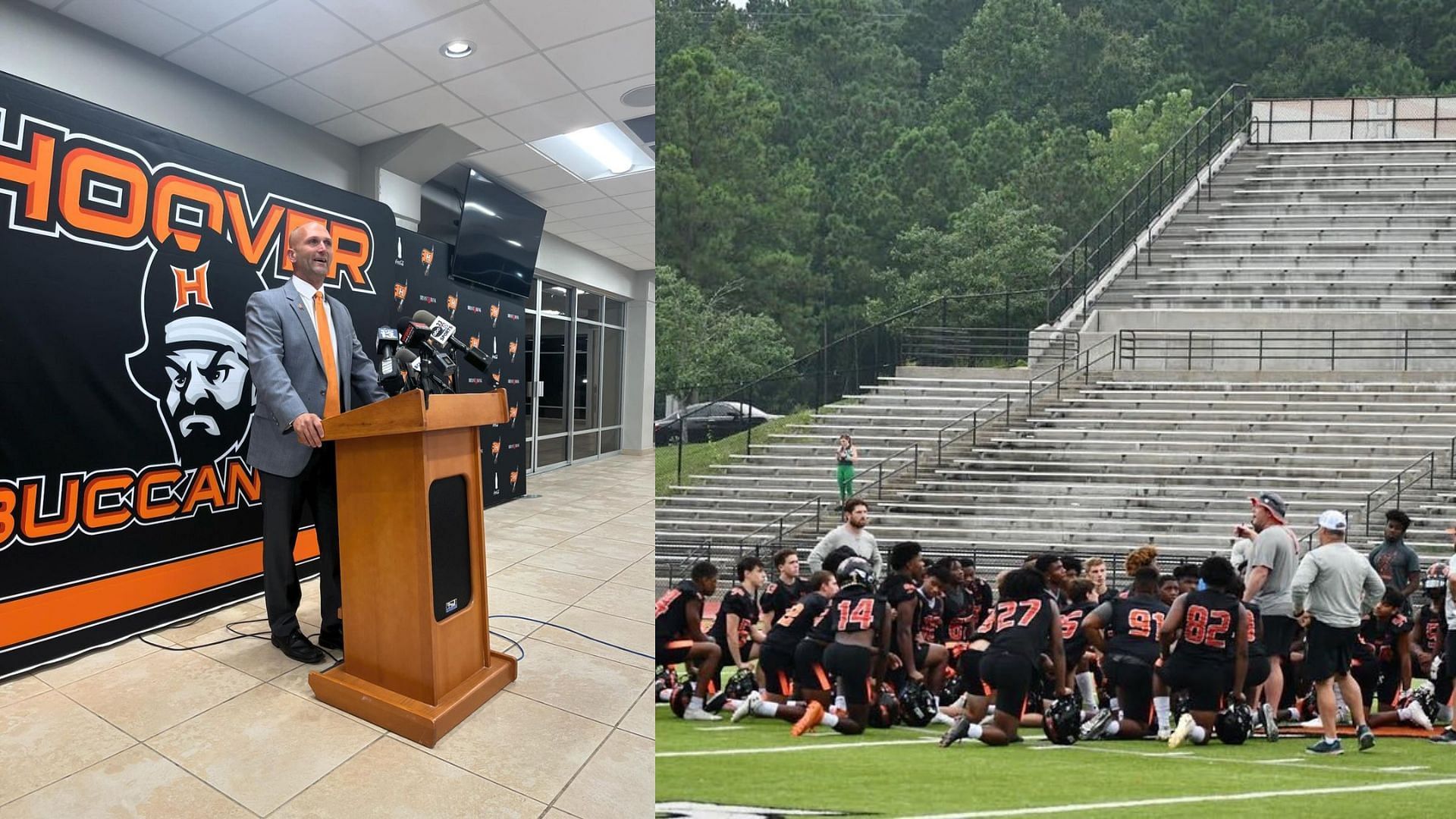 Drew Gilmer and Adam Helms were sent on leave (Images via Instagram/hooverfootball and hooverhighschool)