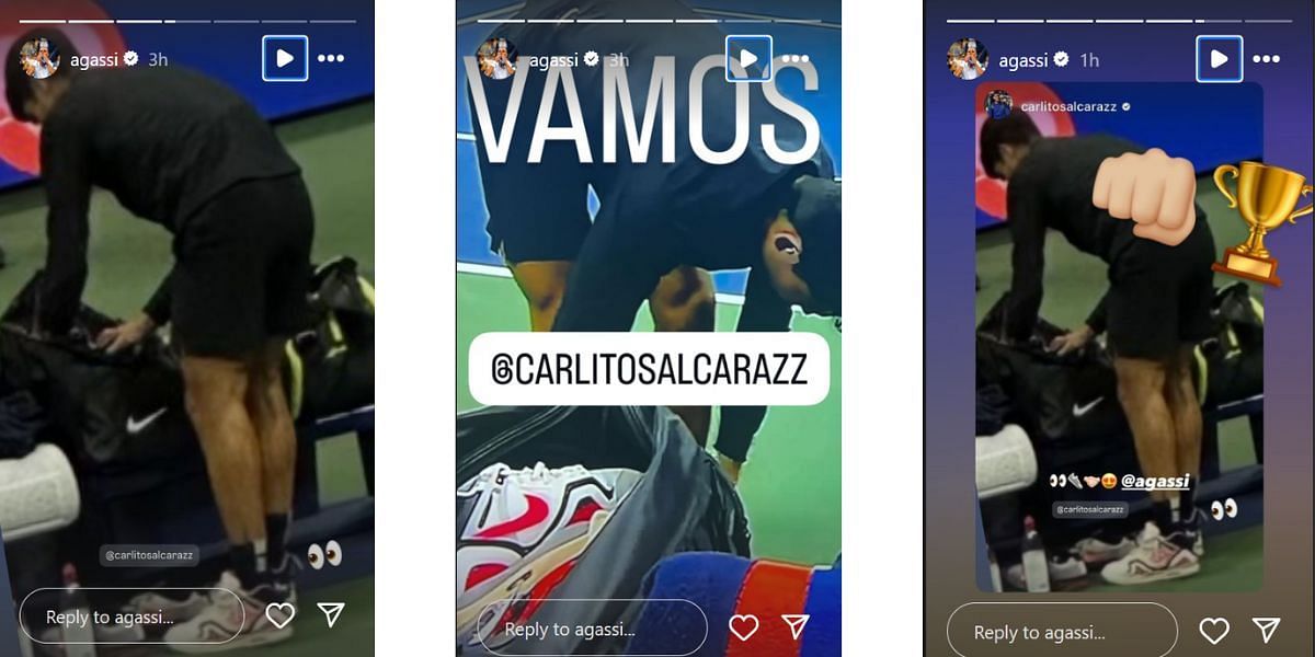 Screenshots of Andre Agassi's Instagram stories (Instagram @agassi)