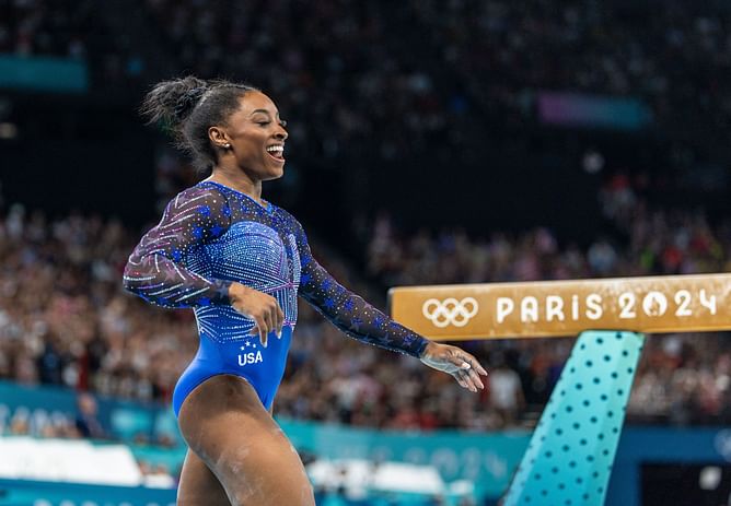 "Some people love it, some people hate it"- Simone Biles opens up on her sparkling 'GOAT' necklace after winning the gold medal at Paris Olympics
