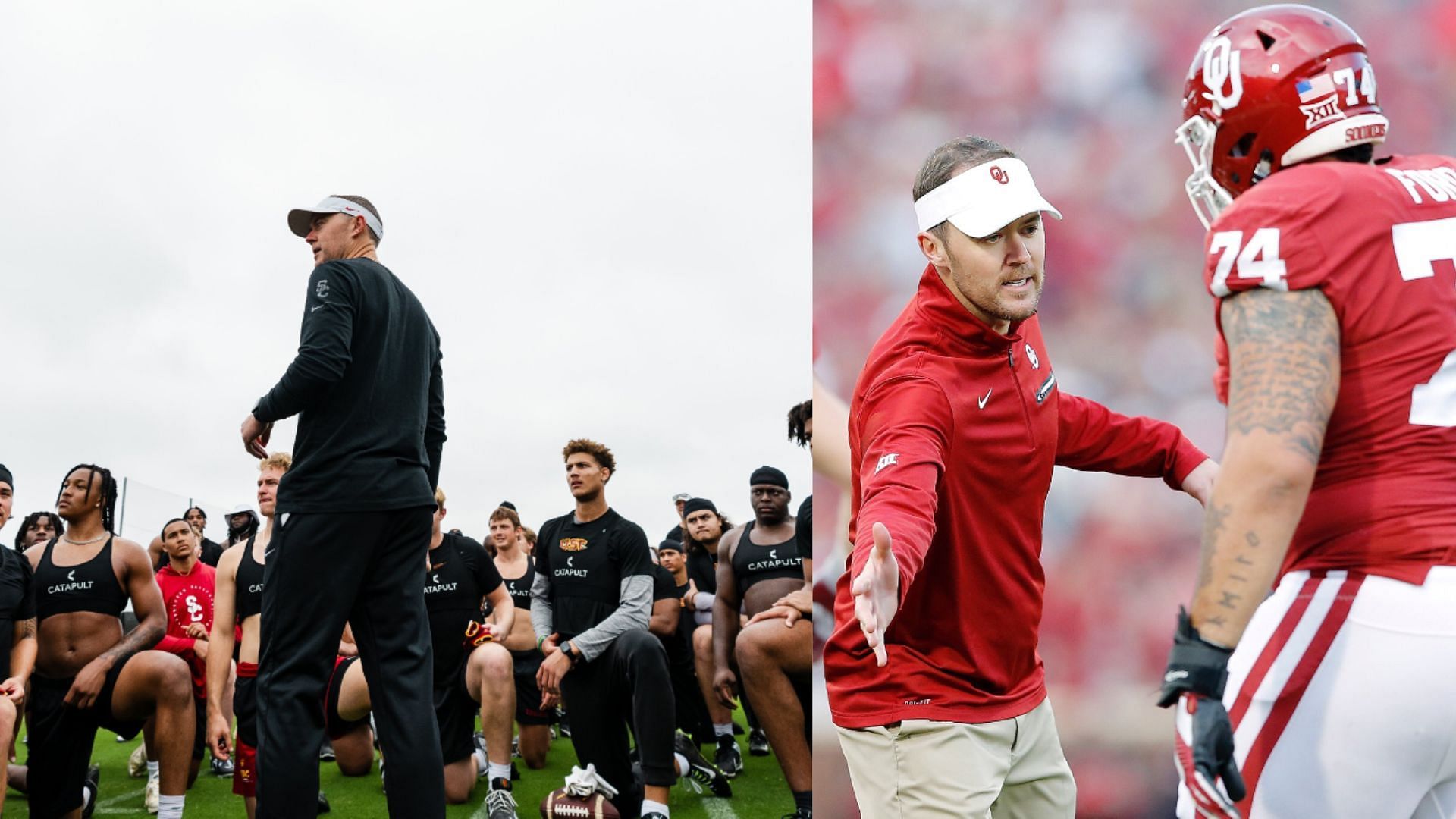 Lincoln Riley and the USC Trojans (Images via Twitter/Lincoln Riley and USC Football)