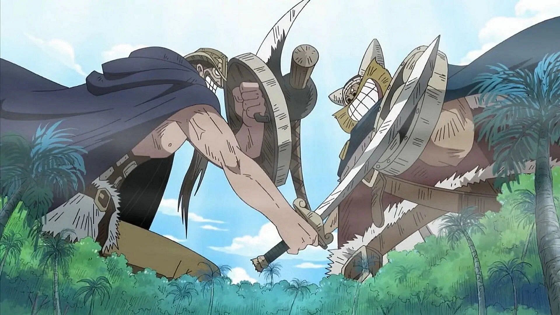 The Giants fighting in the anime (Image via Toei Animation)