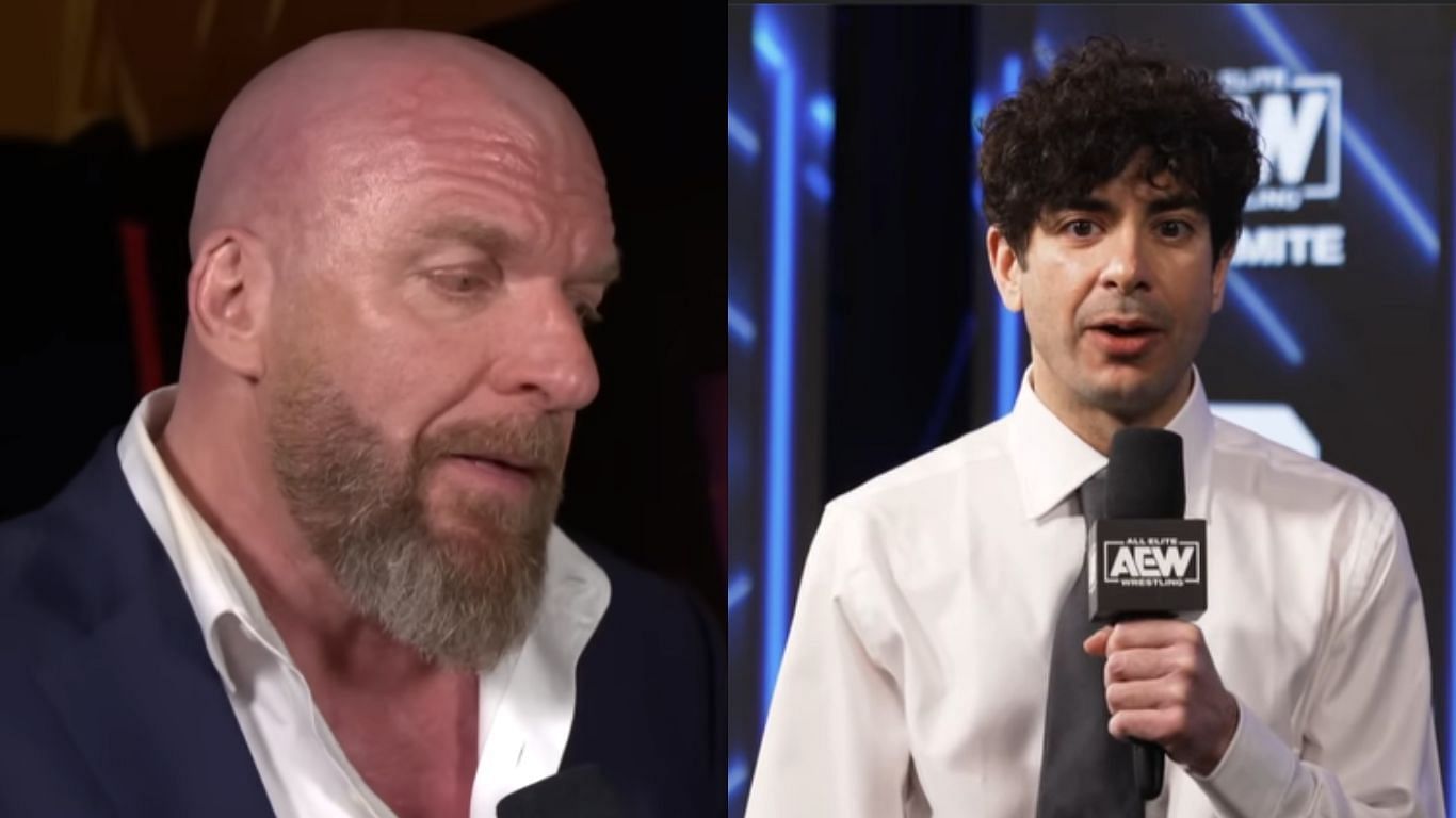 Triple H (left), Tony Khan (right) [Image credits: WWE YouTube and AEW facebook]