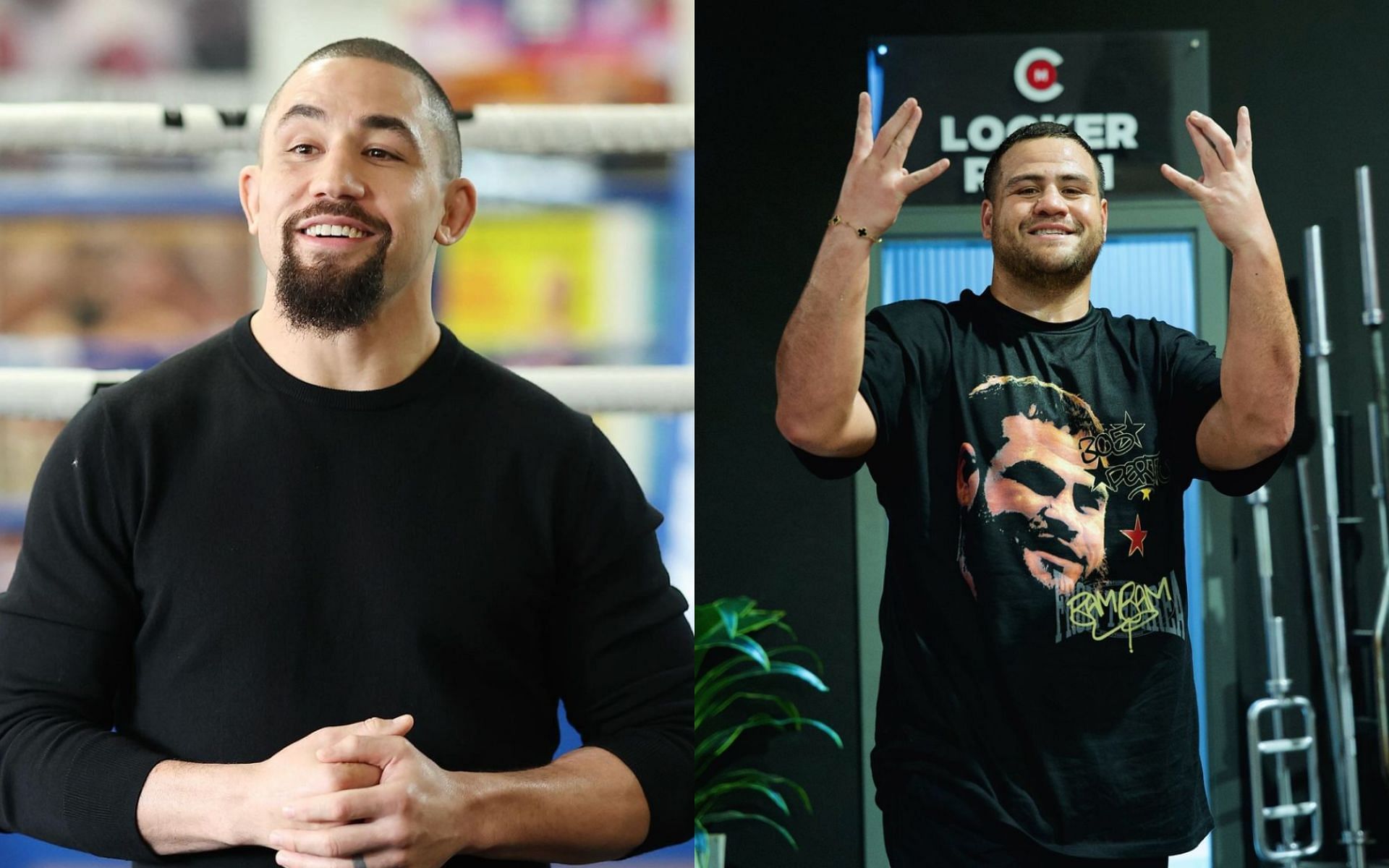 Robert Whittaker (left) offers career advice to countryman Tai Tuivasa (right). [Images courtesy: @robwhittakermma, @bambamtuivasa on Instagram]