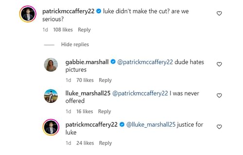 Patrick McCaffery and Lke Marshall's comments on Gabbie Marshall's post