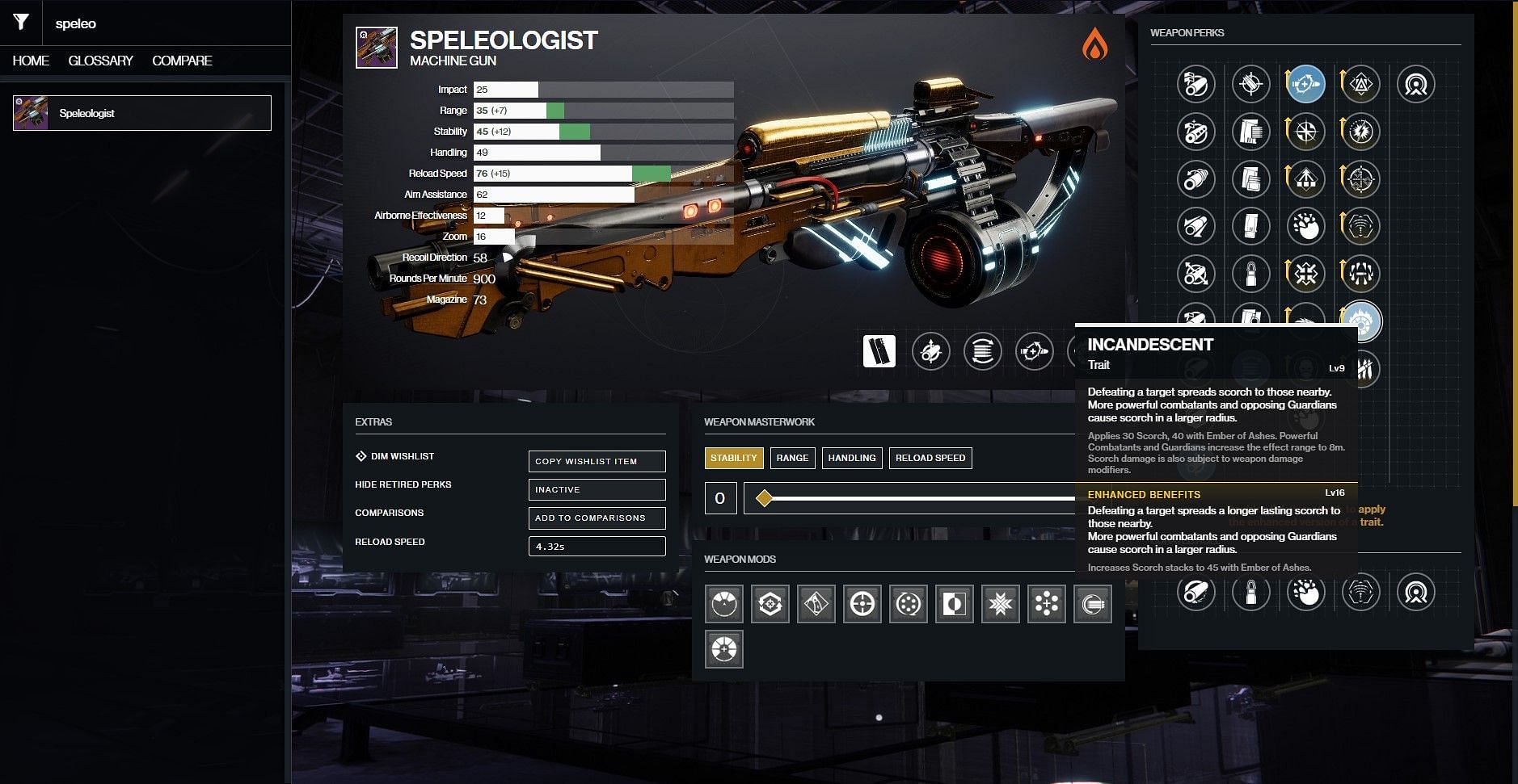 Speleologist PvE god roll (Image via D2Gunsmith/Bungie)