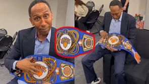 "It's a damn shame" - Stephen A. Smith takes a swipe at Knicks' title drought with comical WWE belt antics